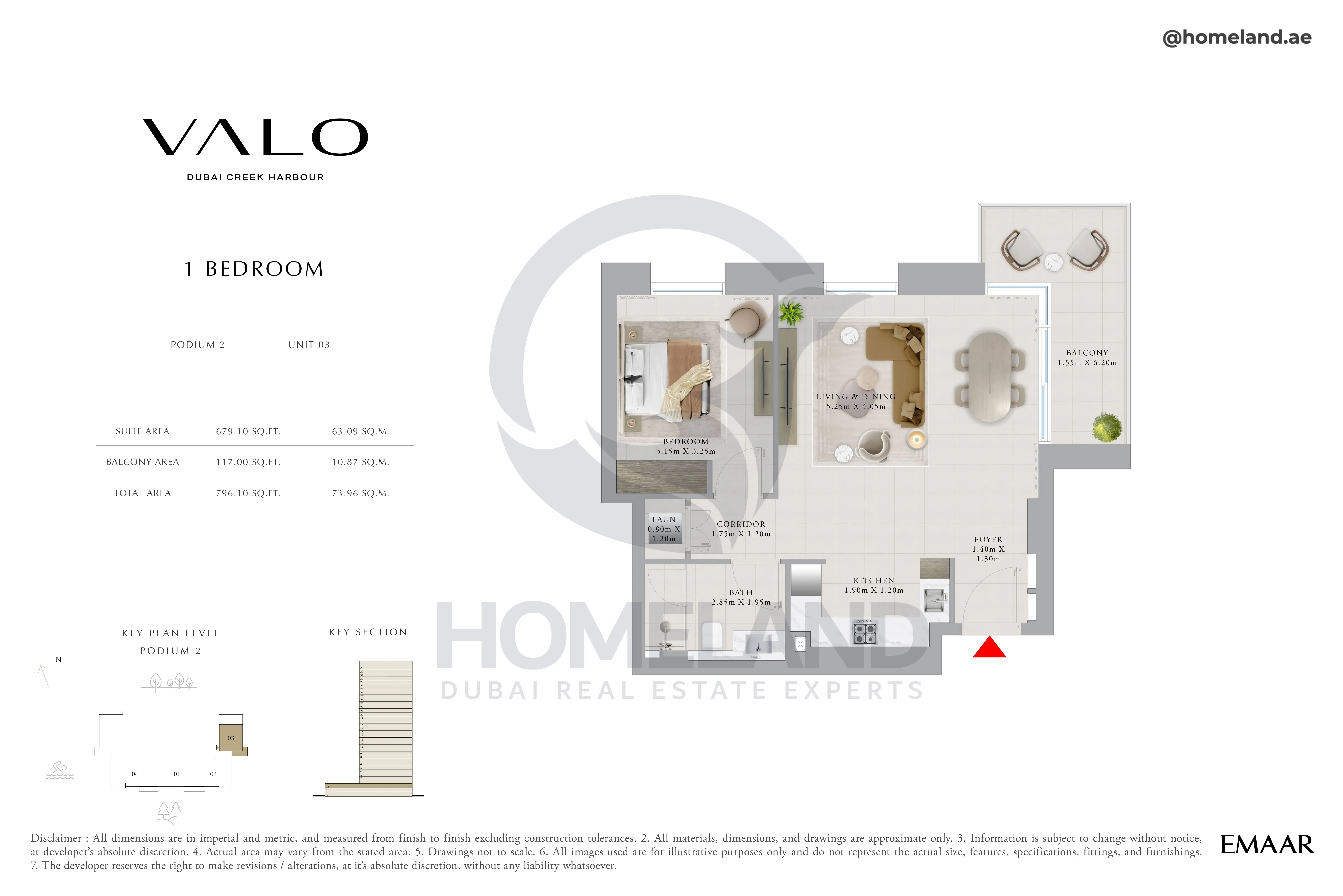Valo, 1BR, Podium 2, Unit 03, 796 SQFT
