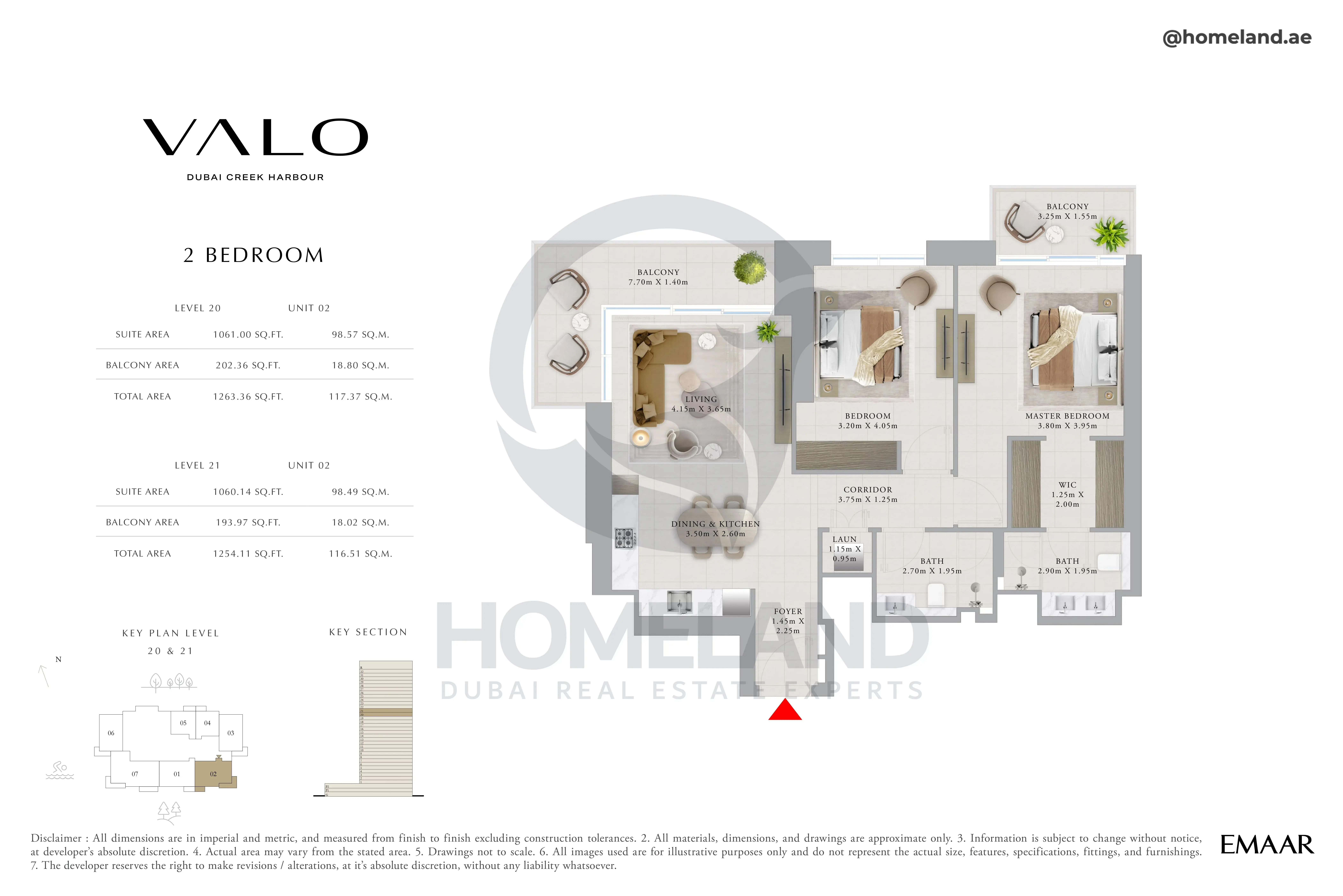 Valo, 2BR, Level 20 & 21, Unit 02, 1263 SQFT