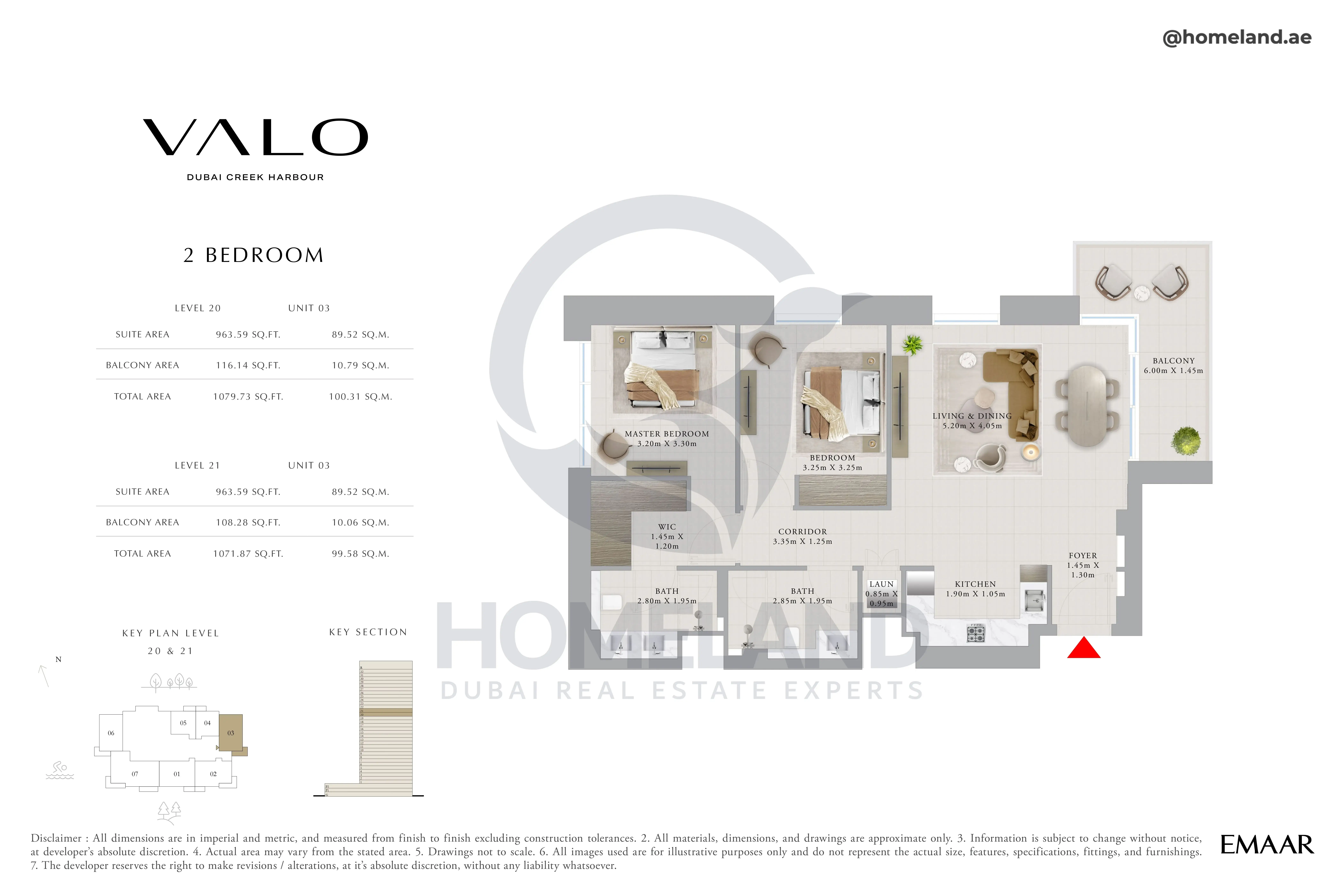 Valo, 2BR, Level 20 & 21, Unit 03, 1079 SQFT
