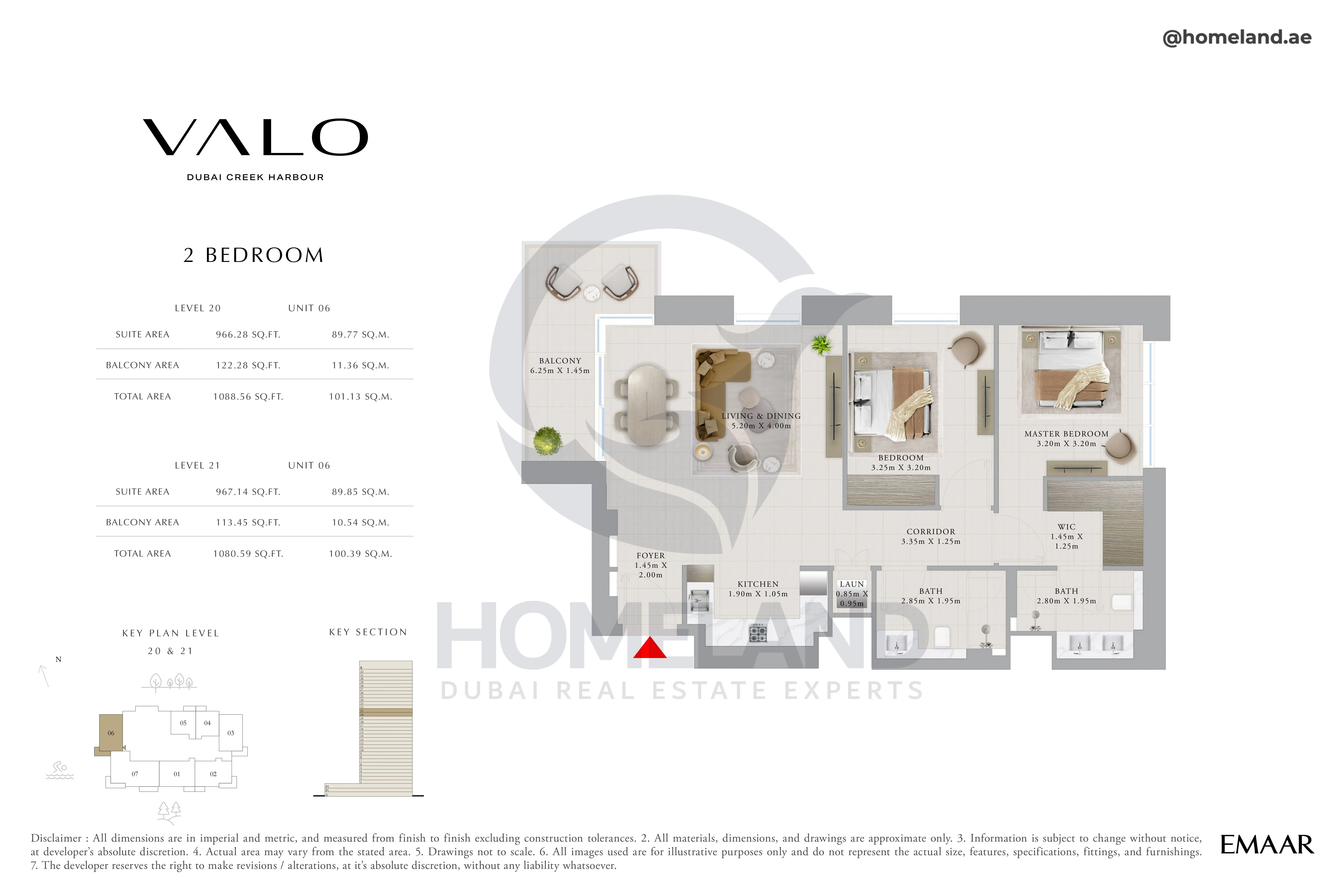 Valo, 2BR, Level 20 & 21, Unit 06, 1088 SQFT