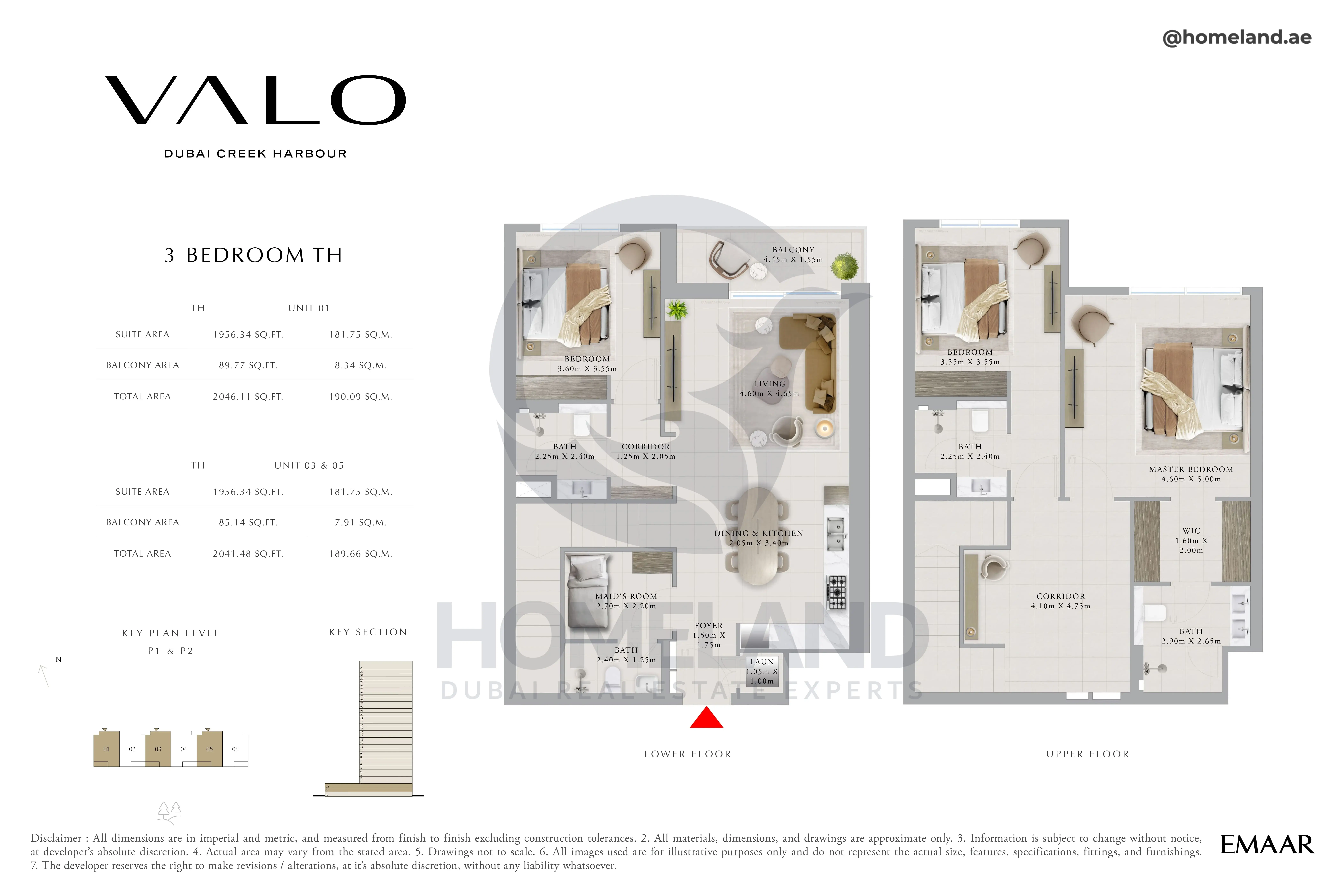 Valo, 3BR TH, Level P1 & P2, Unit 01-03-05, 2046 SQFT