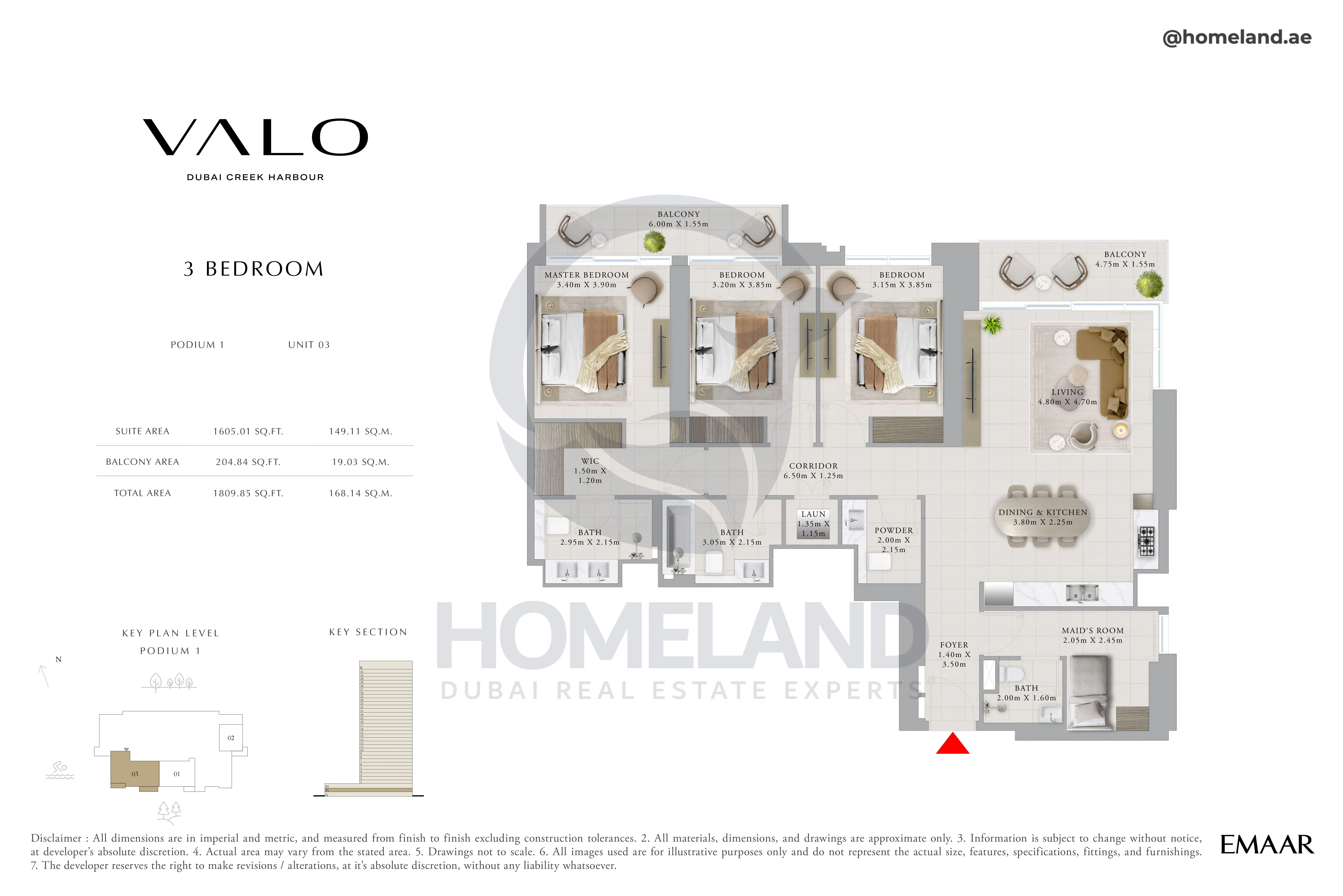 Valo, 3BR, Podium 1, Unit 03, 1809 SQFT