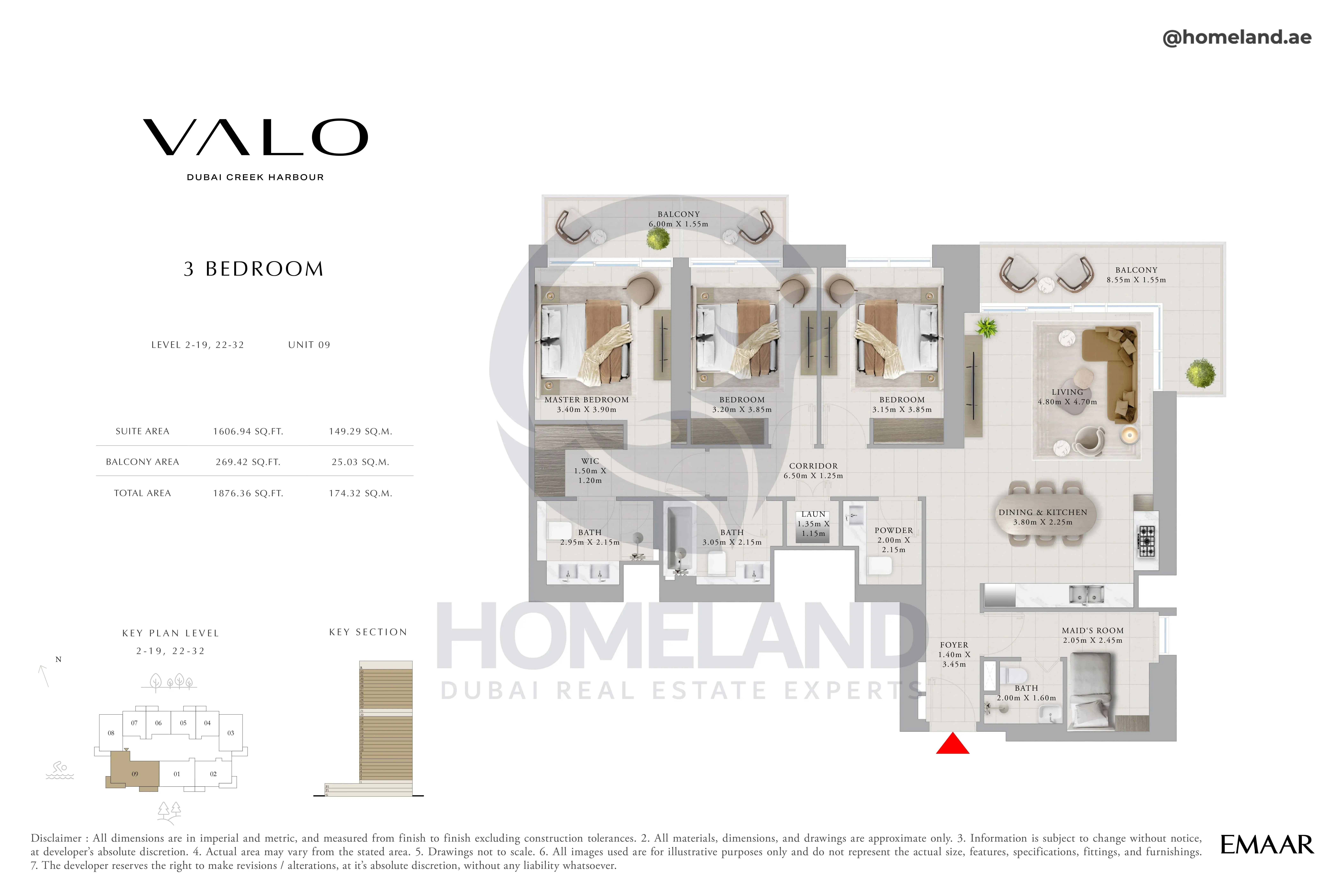 Valo, 3BR, Level 2 to 19-22 to 32, Unit 09, 1876 SQFT