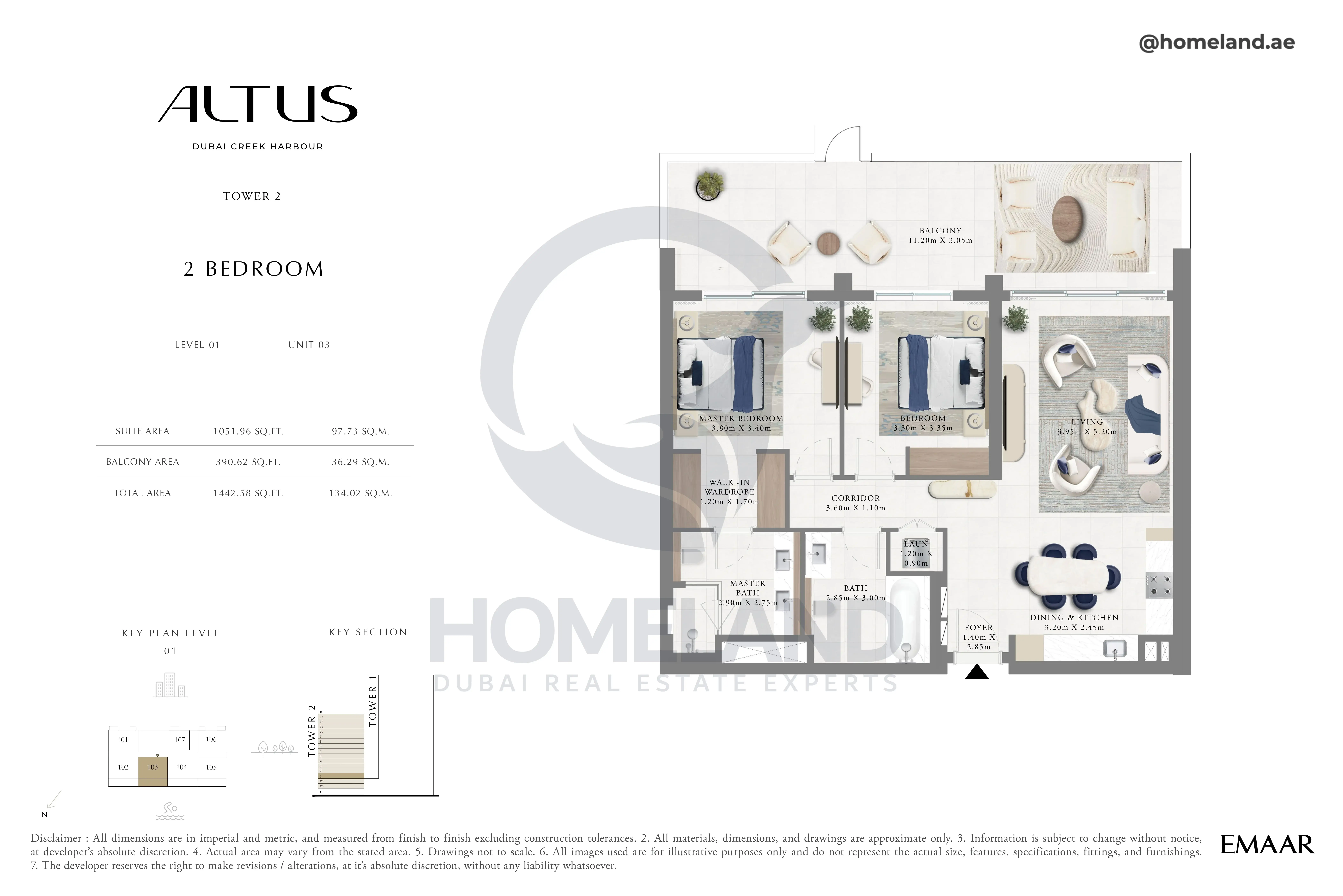 Altus, Tower 2, 2BR, Level 01, Unit 03, 1442 SQFT