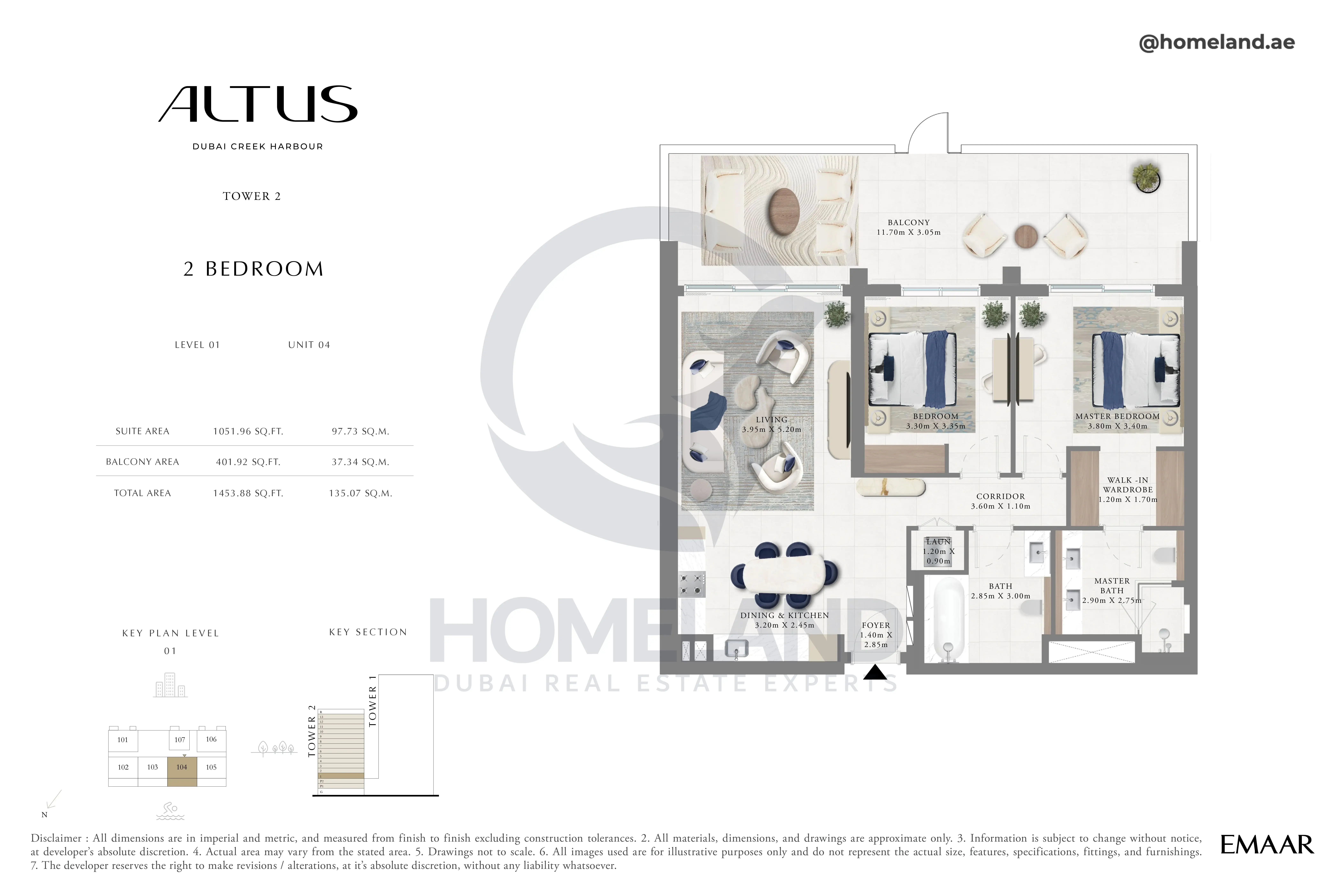 Altus, Tower 2, 2BR, Level 01, Unit 04, 1453 SQFT