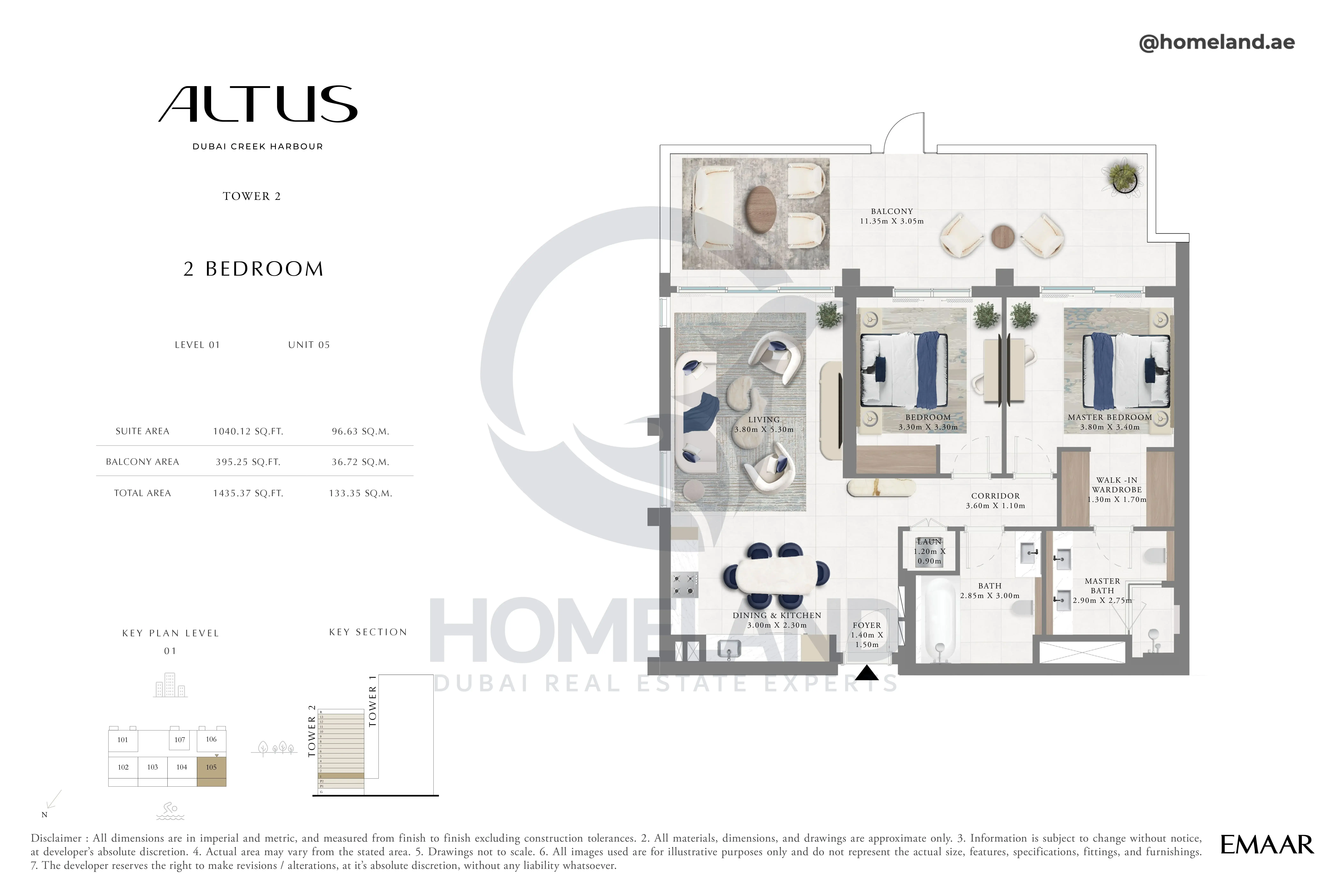 Altus, Tower 2, 2BR, Level 01, Unit 05, 1435 SQFT
