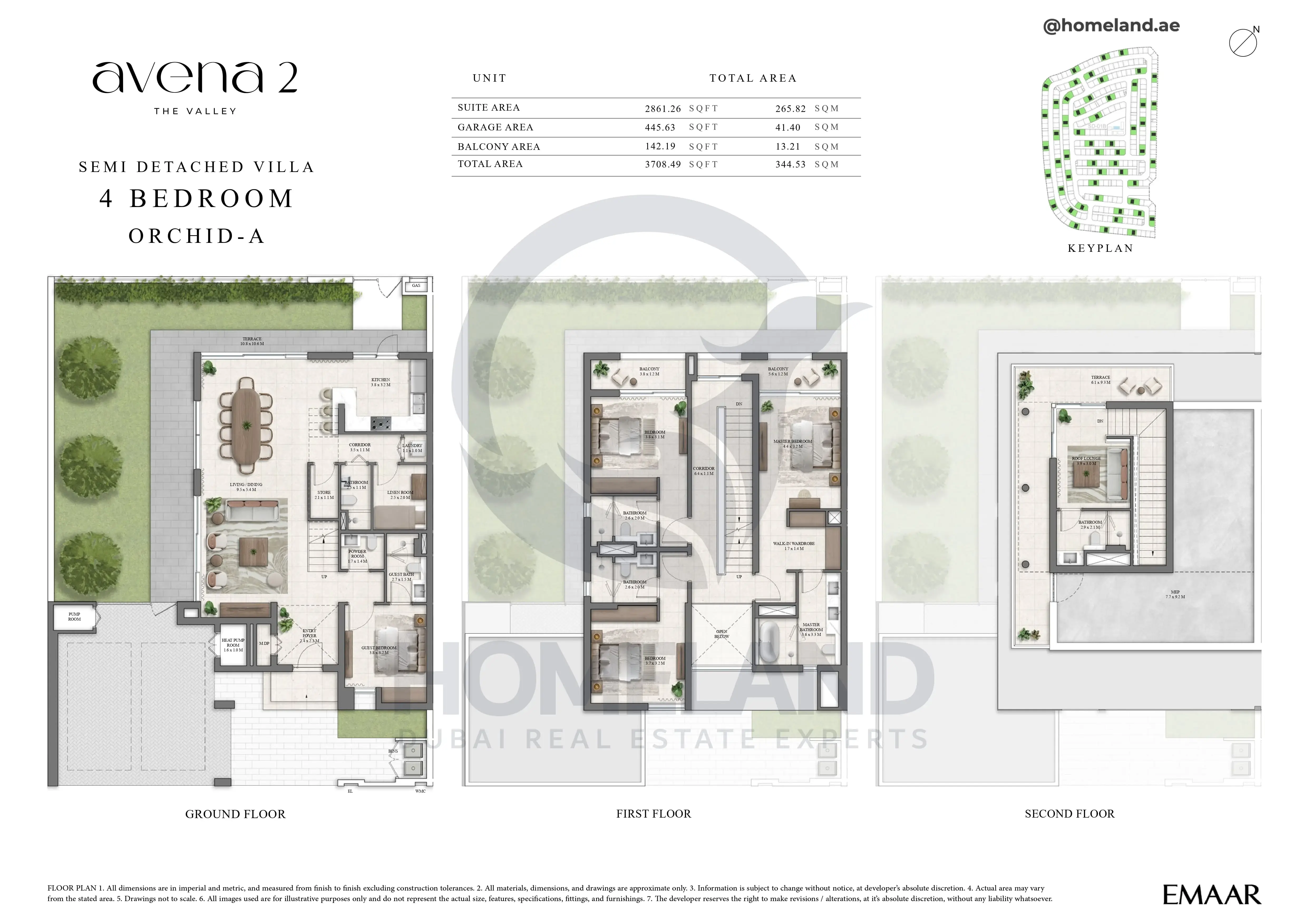 Avena, Semi Detached Villa, 4BR, Orchid-A, 3708 SQFT