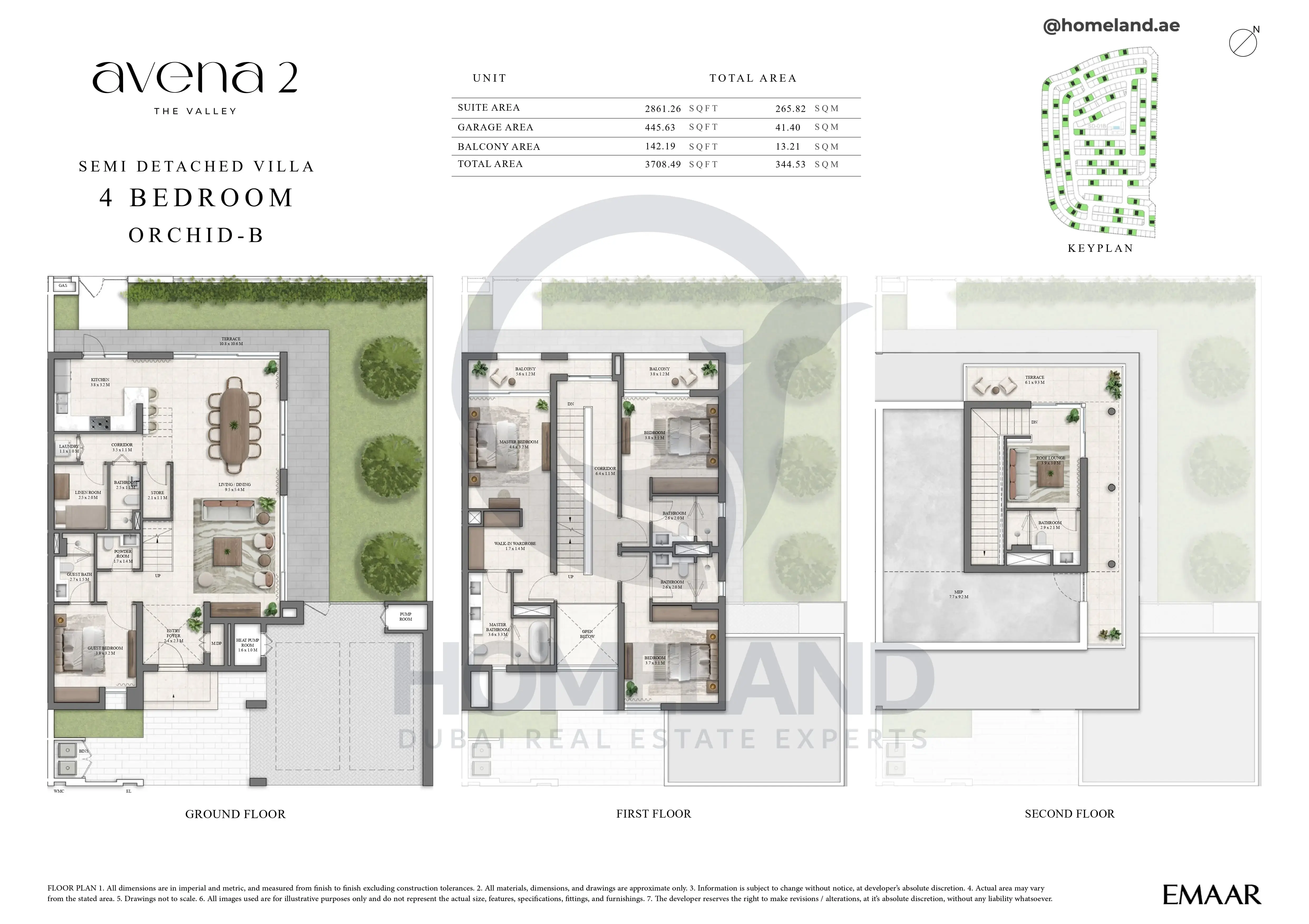 Avena, Semi Detached Villa, 4BR, Orchid-B, 3708 SQFT