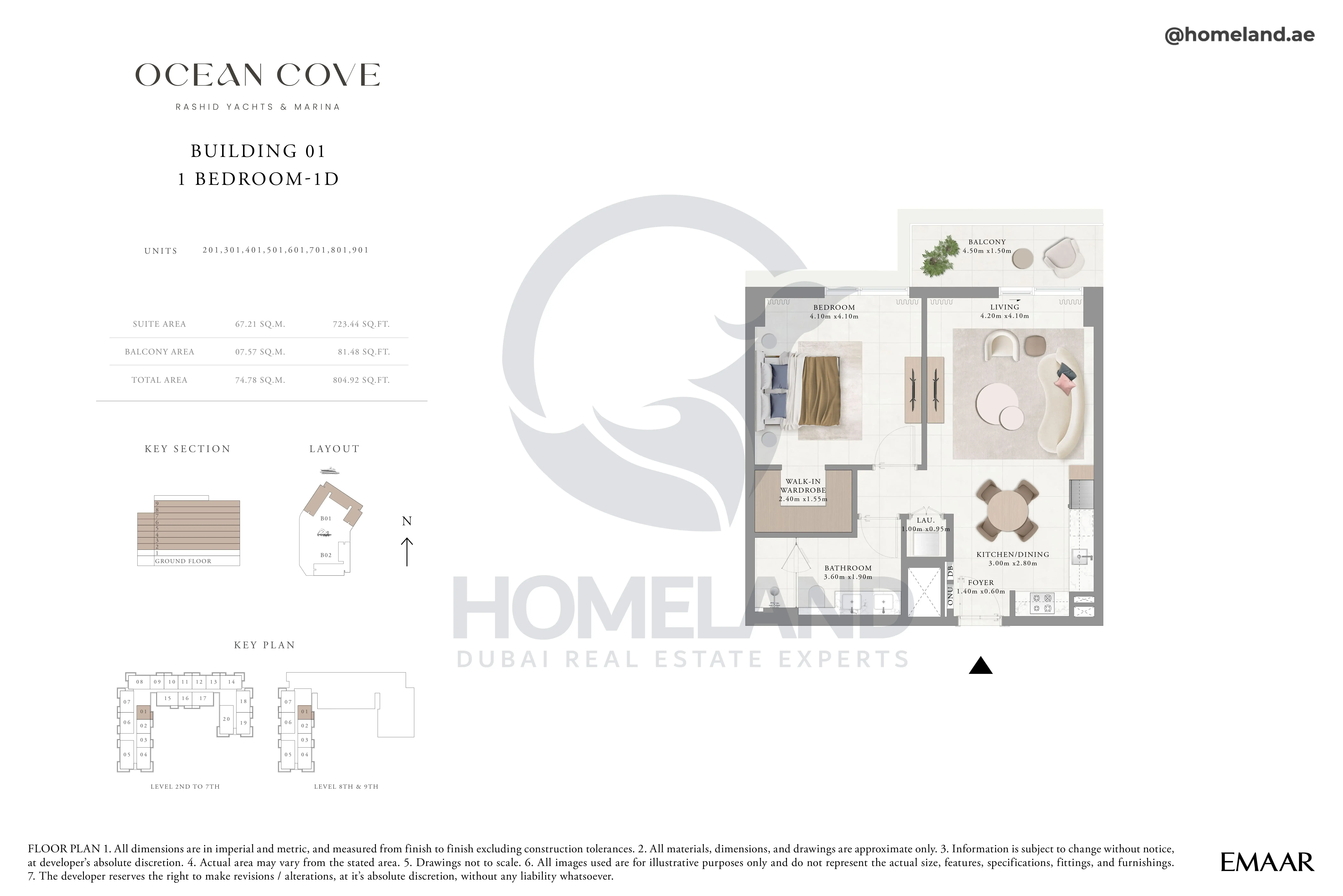 Ocean Cove, Building 1, 1BR, Type 1D, Unit 201-301-401-501-601-701-801-901, 804 SQFT