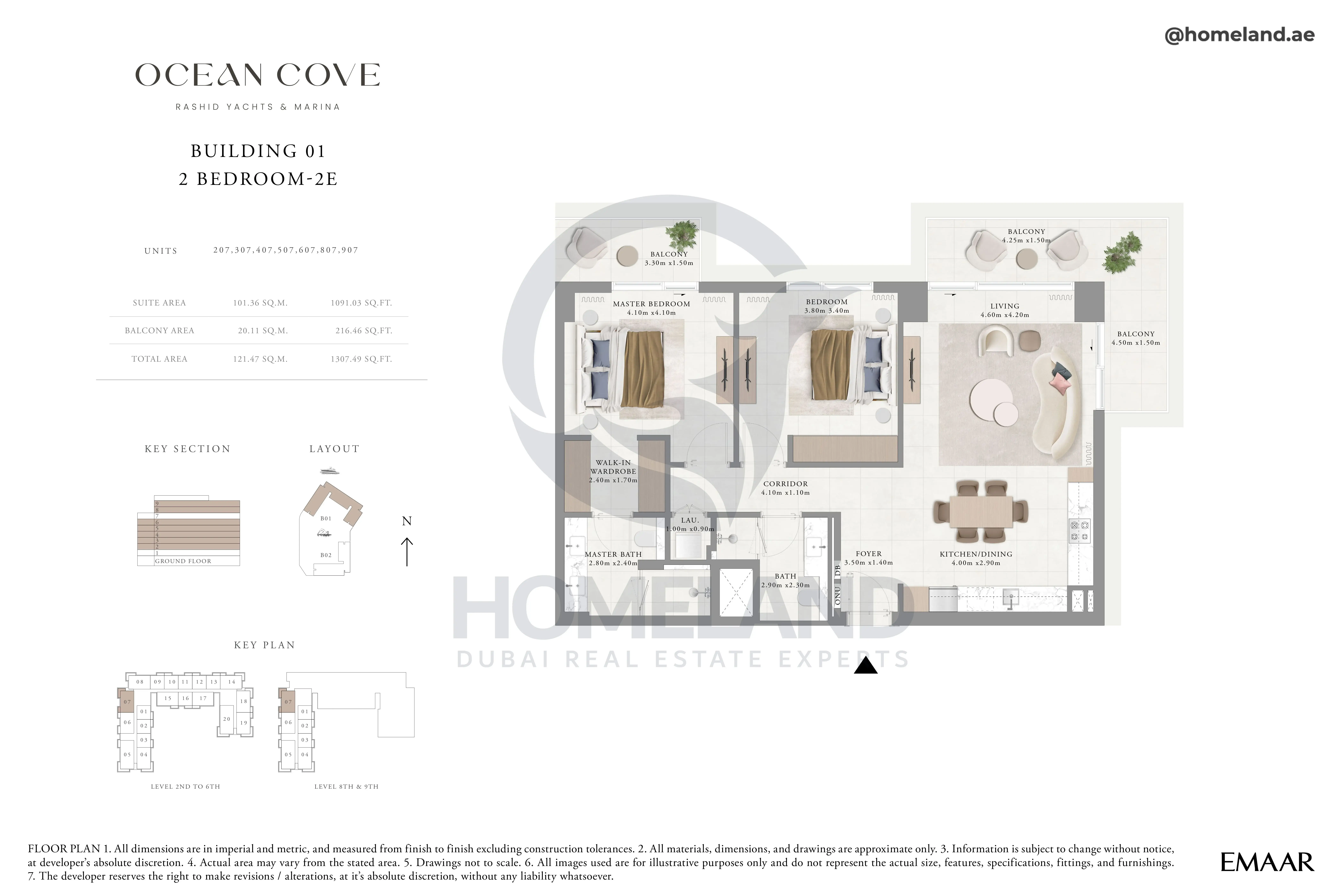 Ocean Cove, Building 1, 2BR, Type 2E, Unit 207-307-407-507-607-707-807-907, 1307 SQFT
