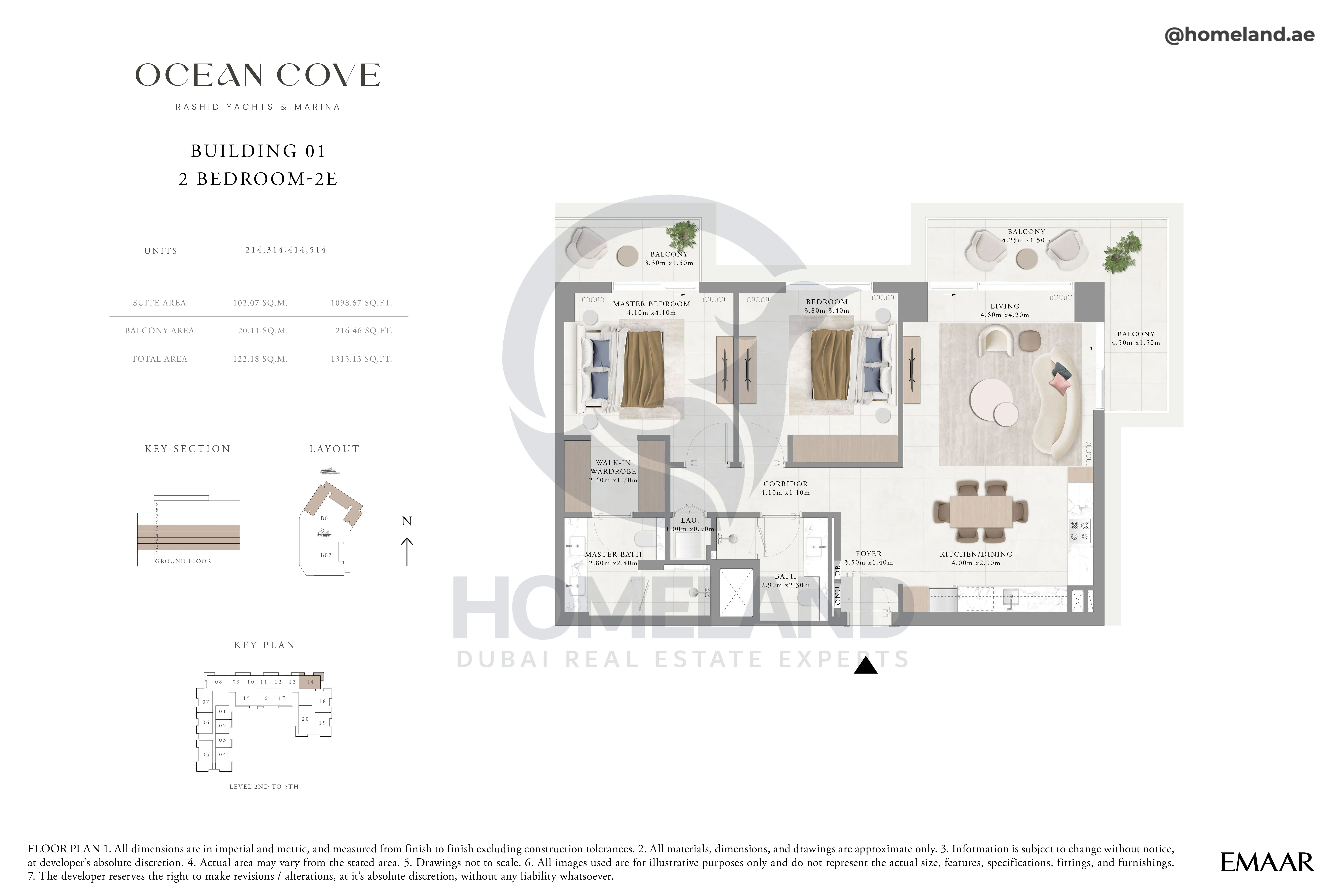 Ocean Cove, Building 1, 2BR, Type 2E, Unit 214-314-414-514, 1315 SQFT