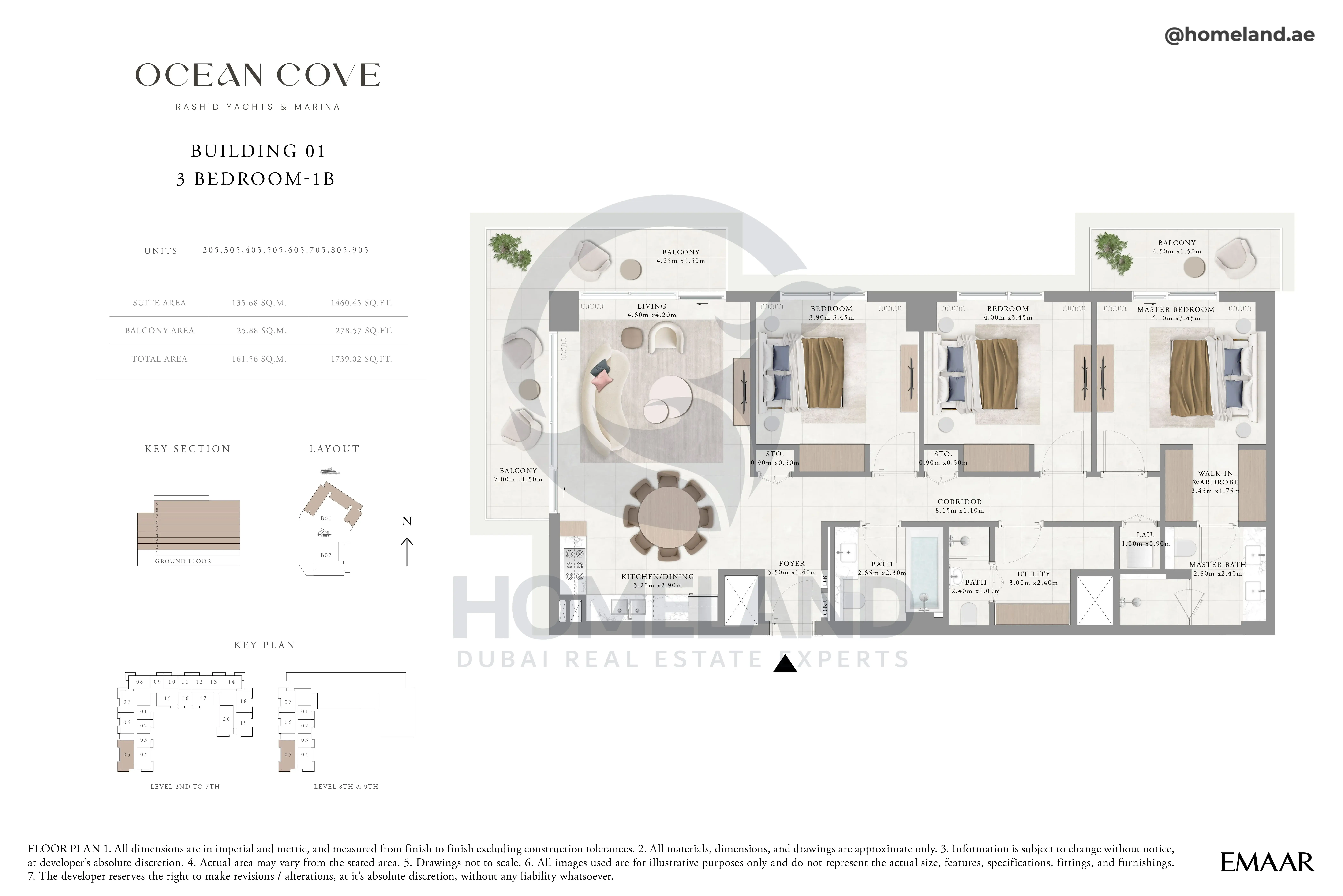 Ocean Cove, Building 1, 3BR, Type 1B, Unit 205-305-405-505-605-705-805-905, 1739 SQFT