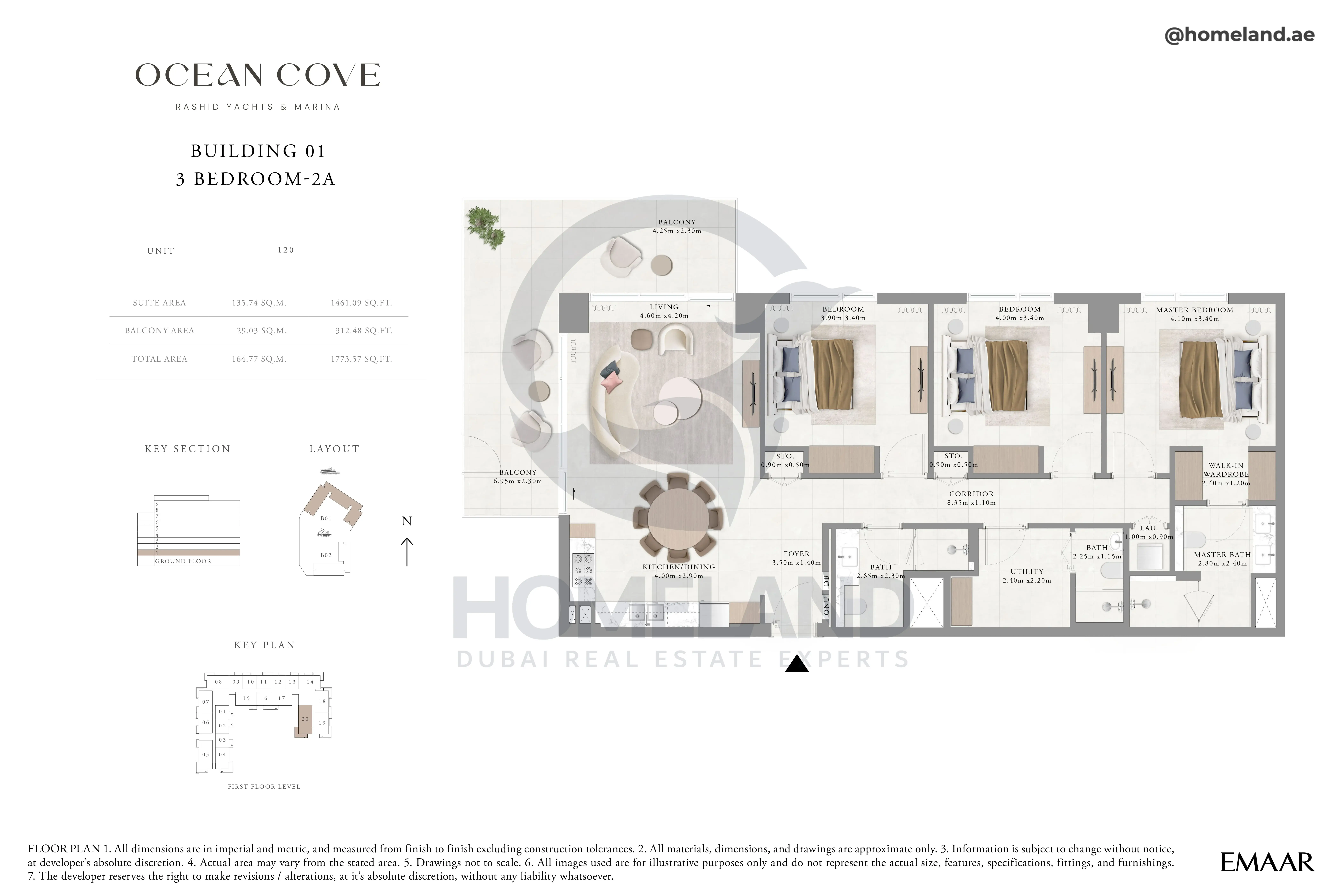 Ocean Cove, Building 1, 3BR, Type 2A, Unit 120, 1773 SQFT