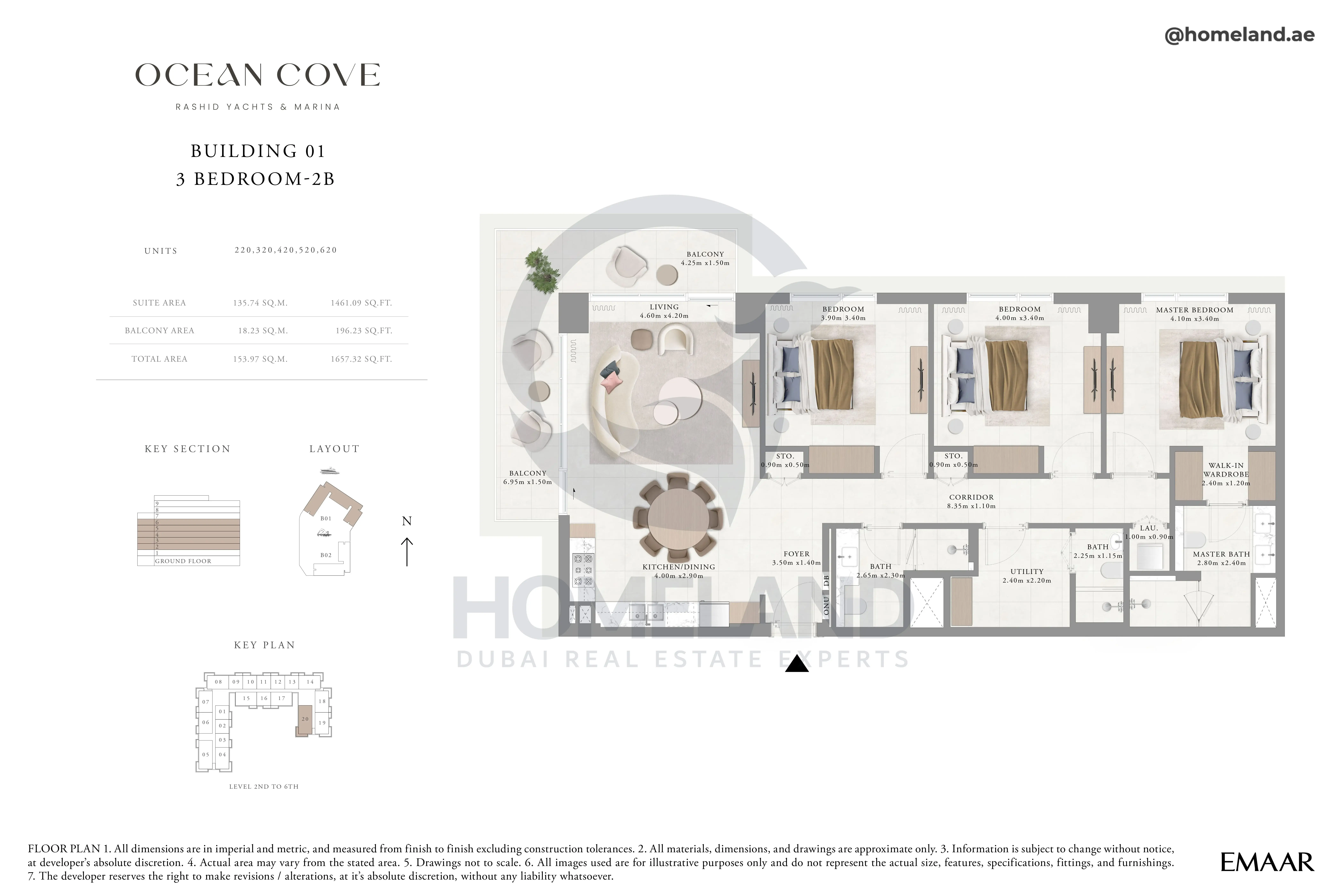 Ocean Cove, Building 1, 3BR, Type 2B, Unit 220-320-420-520-620, 1657 SQFT