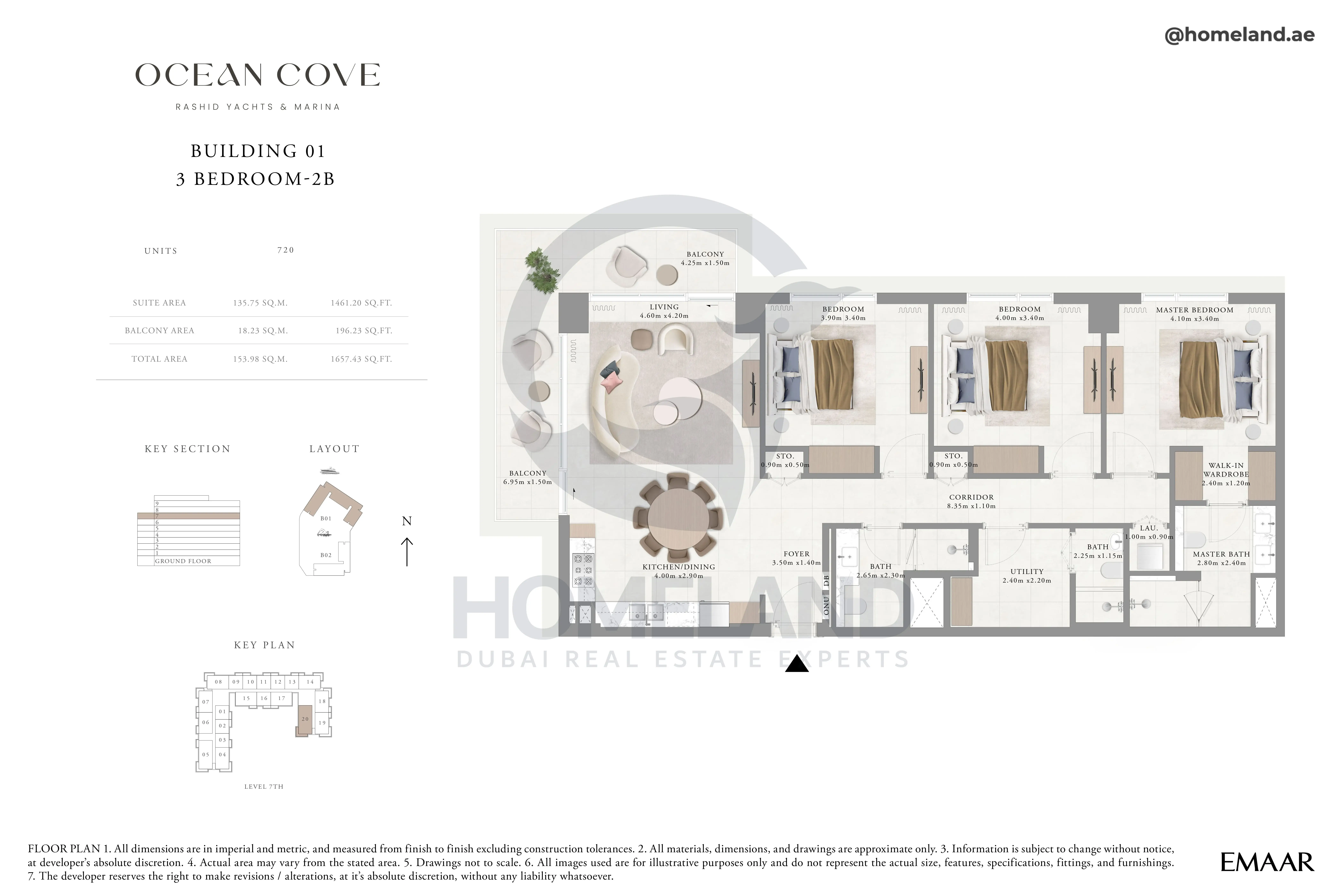 Ocean Cove, Building 1, 3BR, Type 2B, Unit 720, 1657 SQFT