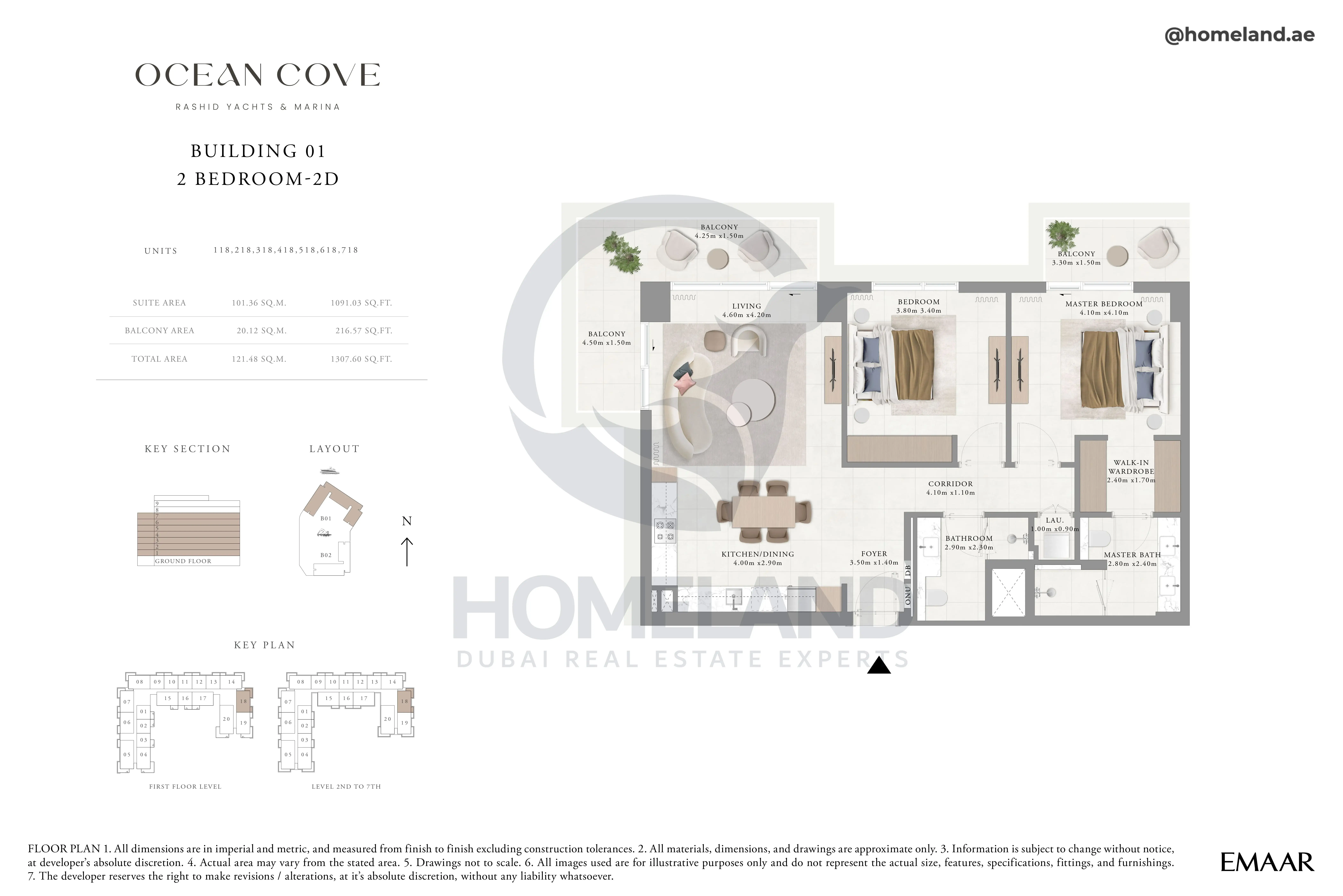 Ocean Cove, Building 1, 2BR, Type 2D, Unit 118-218-318-418-518-618-718, 1307 SQFT