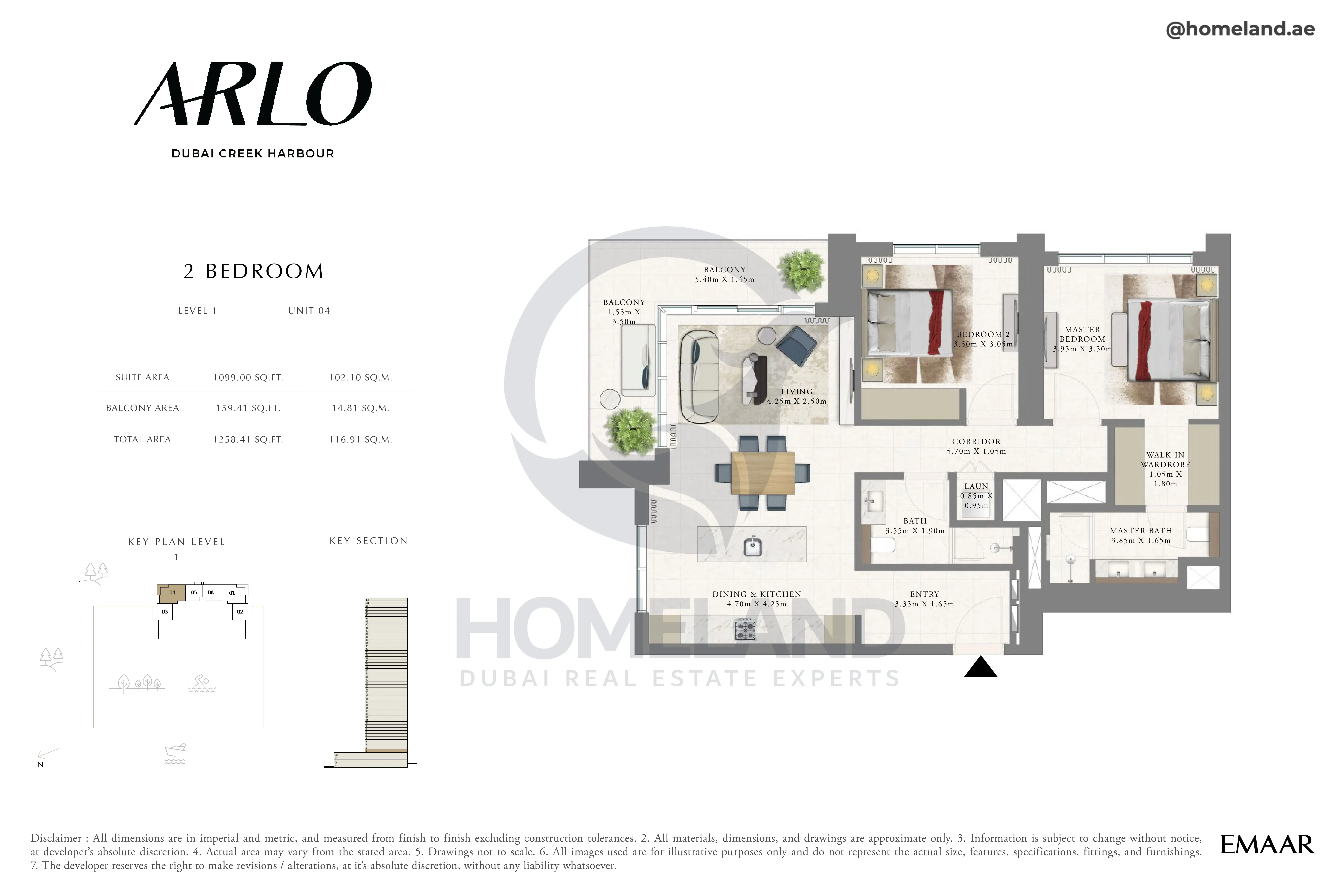 Arlo, 2BR, Level 1, Unit 04, 1258 SQFT