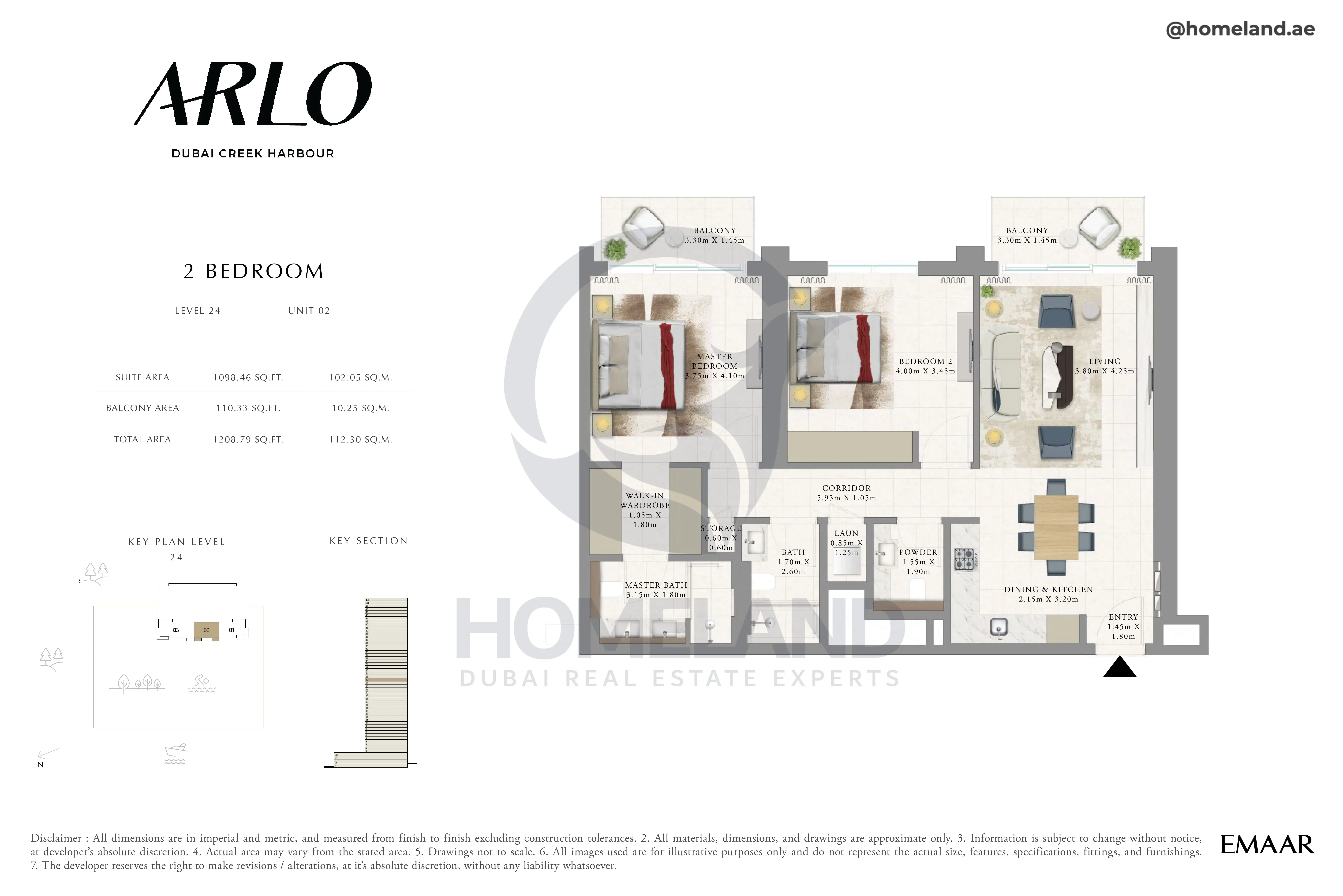 Arlo, 2BR, Level 1, Unit 01, 1258 SQFT