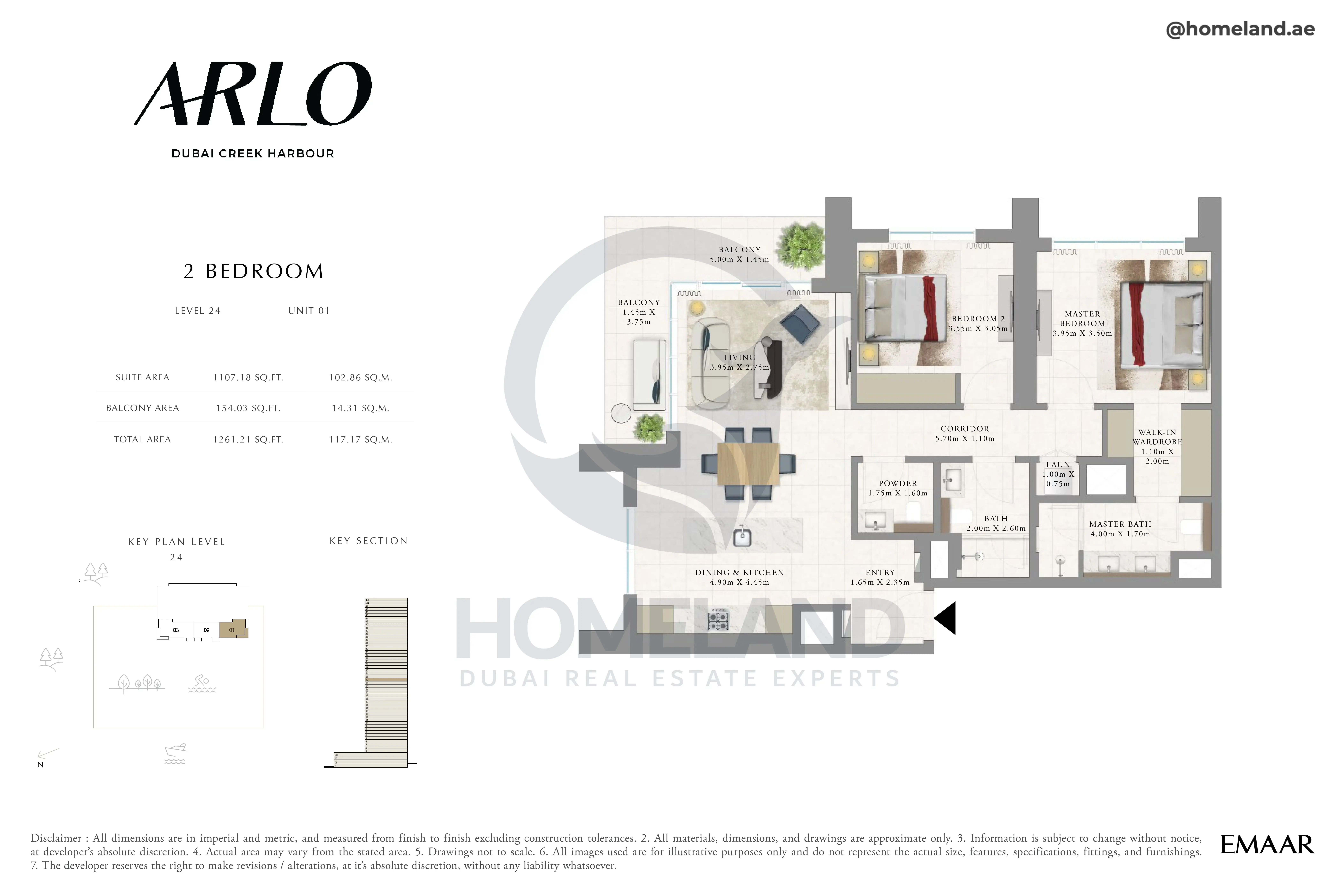 Arlo, 2BR, Level 24, Unit 01, 1261 SQFT