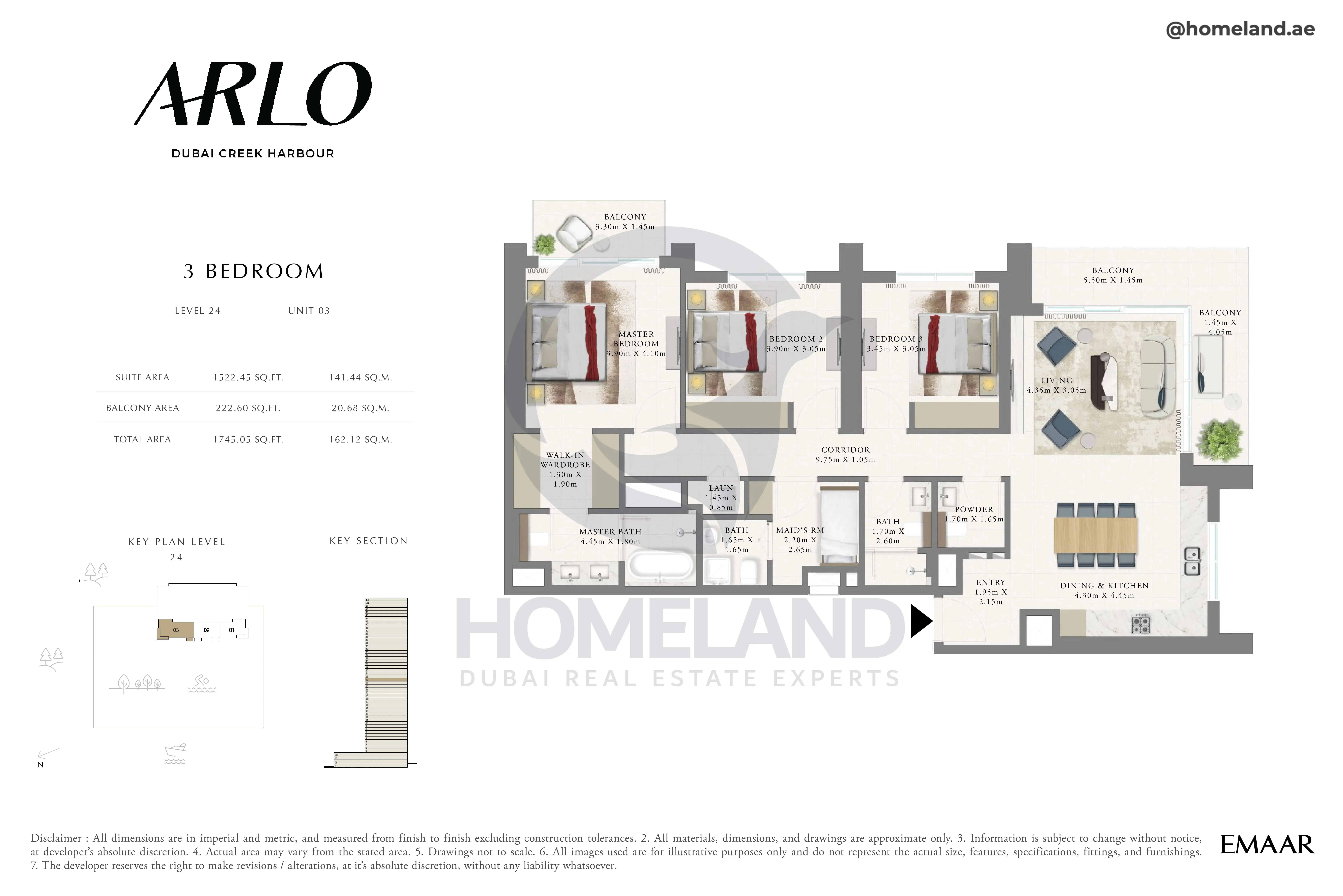 Arlo, 3BR, Level 24, Unit 03, 1745 SQFT