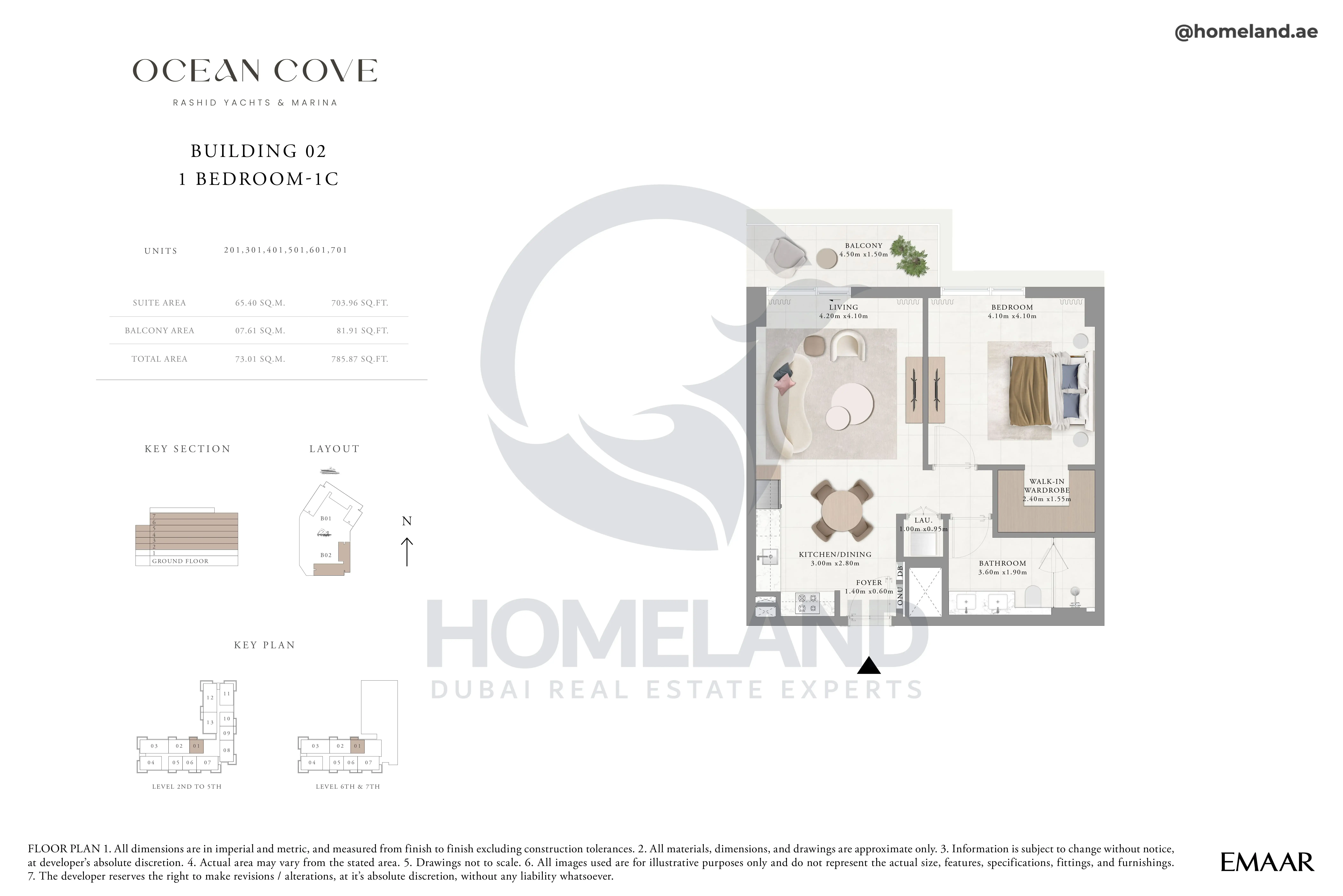 Ocean Cove, Building 2, 1BR, Type 1C, Unit 201-301-401-501-601-701, 785 SQFT
