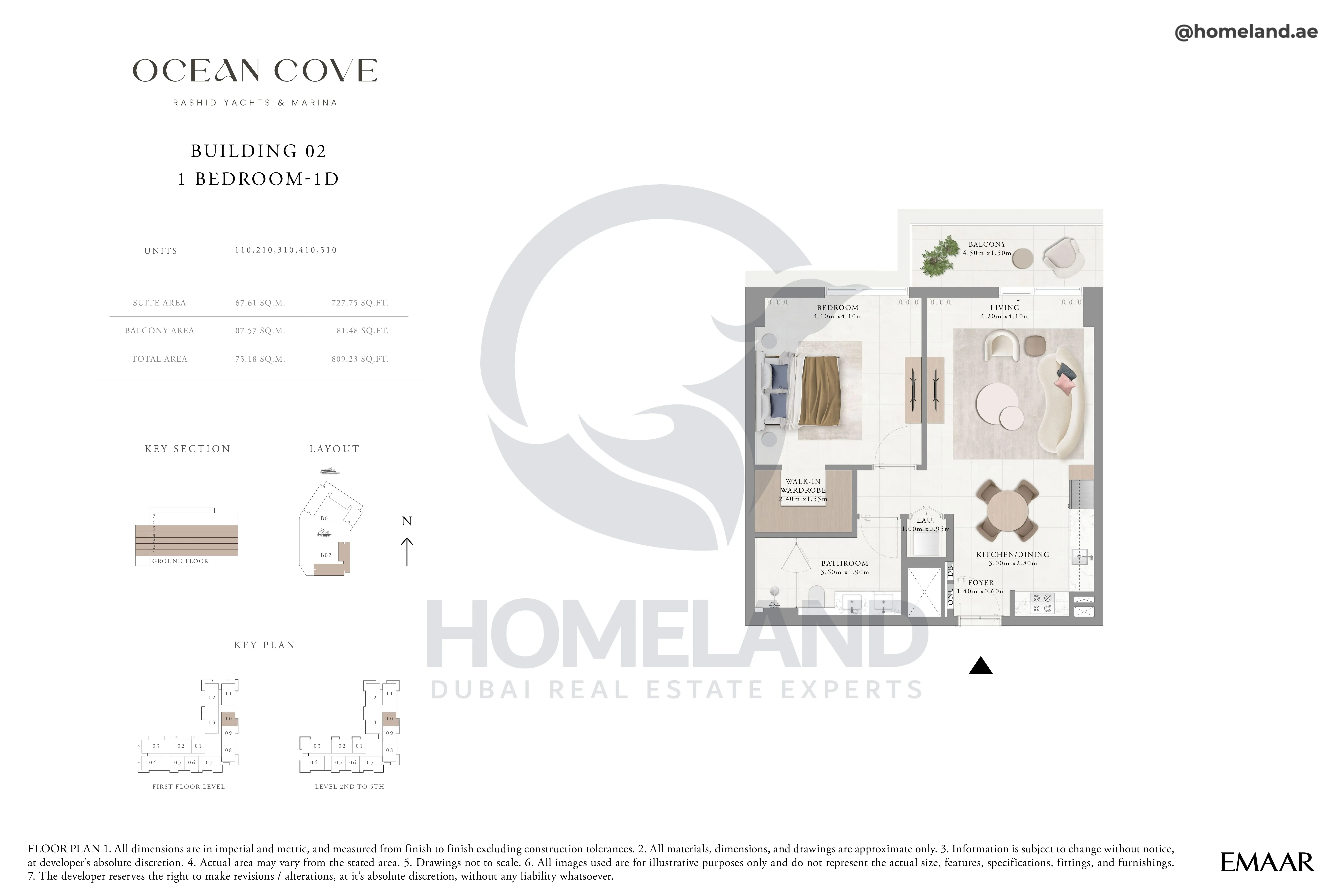 Ocean Cove, Building 2, 1BR, Type 1D, Unit 110-210-310-410-510, 809 SQFT