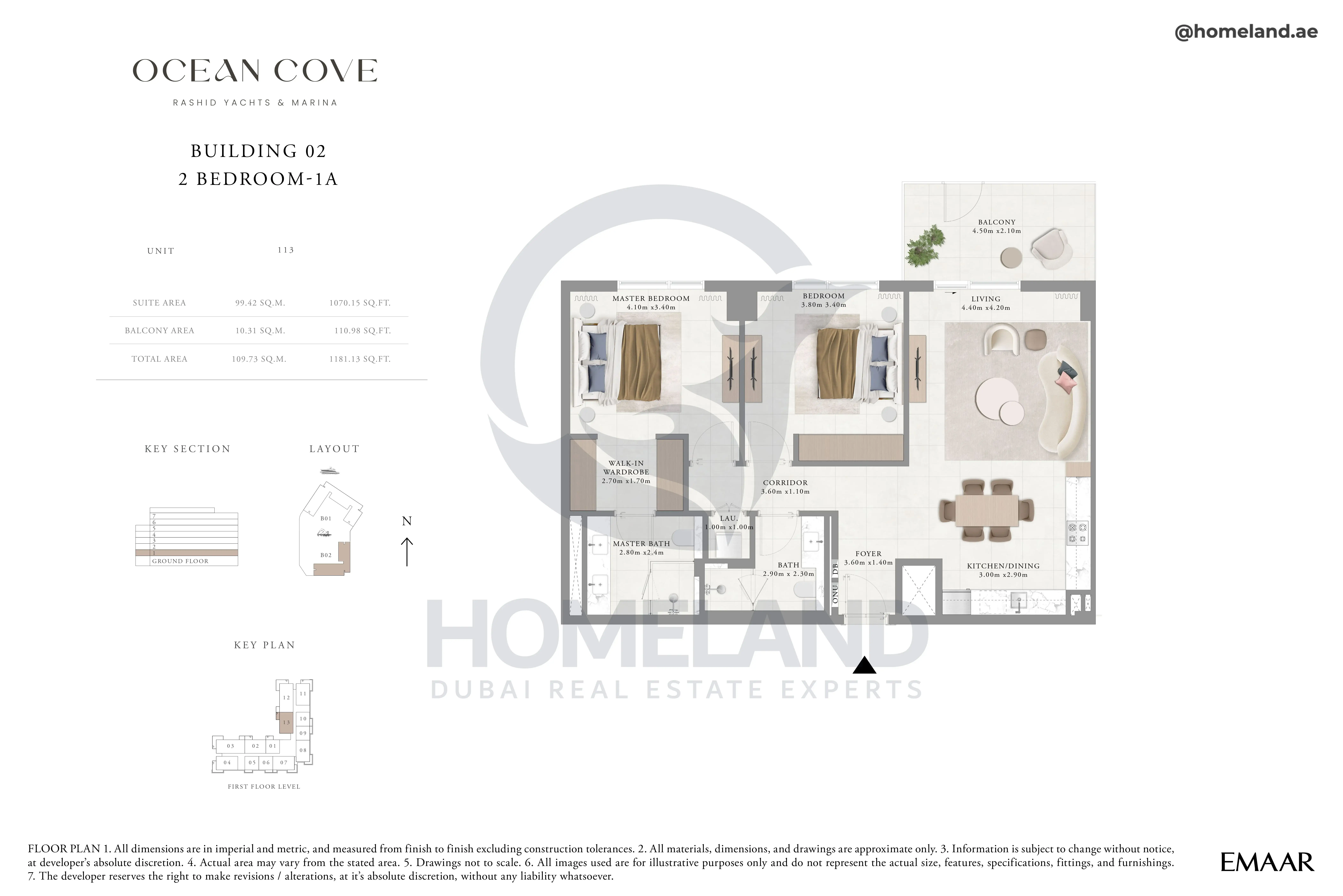 Ocean Cove, Building 2, 2BR, Type 1A, Unit 113, 1181 SQFT