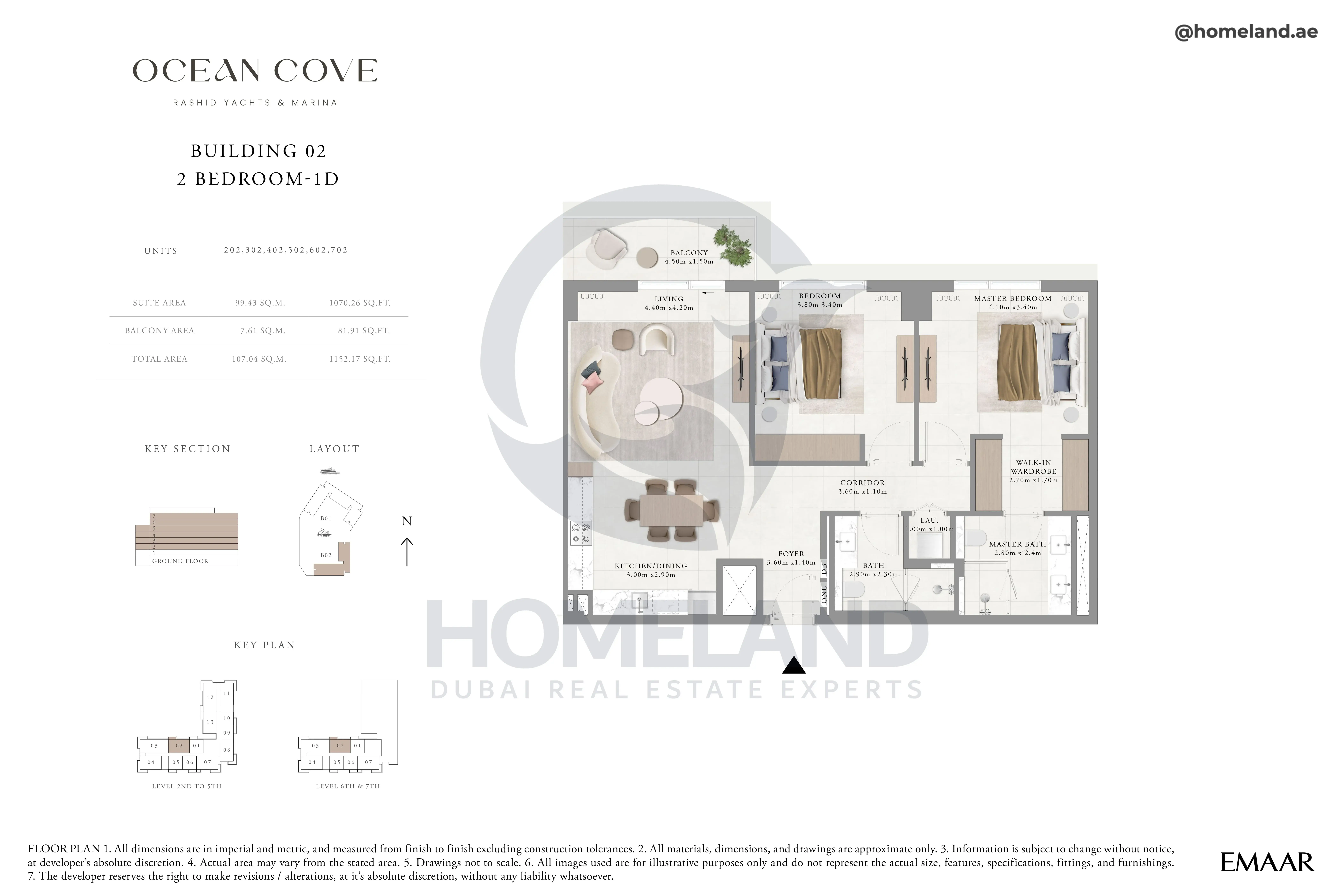 Ocean Cove, Building 2, 2BR, Type 1D, Unit 202-302-402-502-602-702, 1152 SQFT