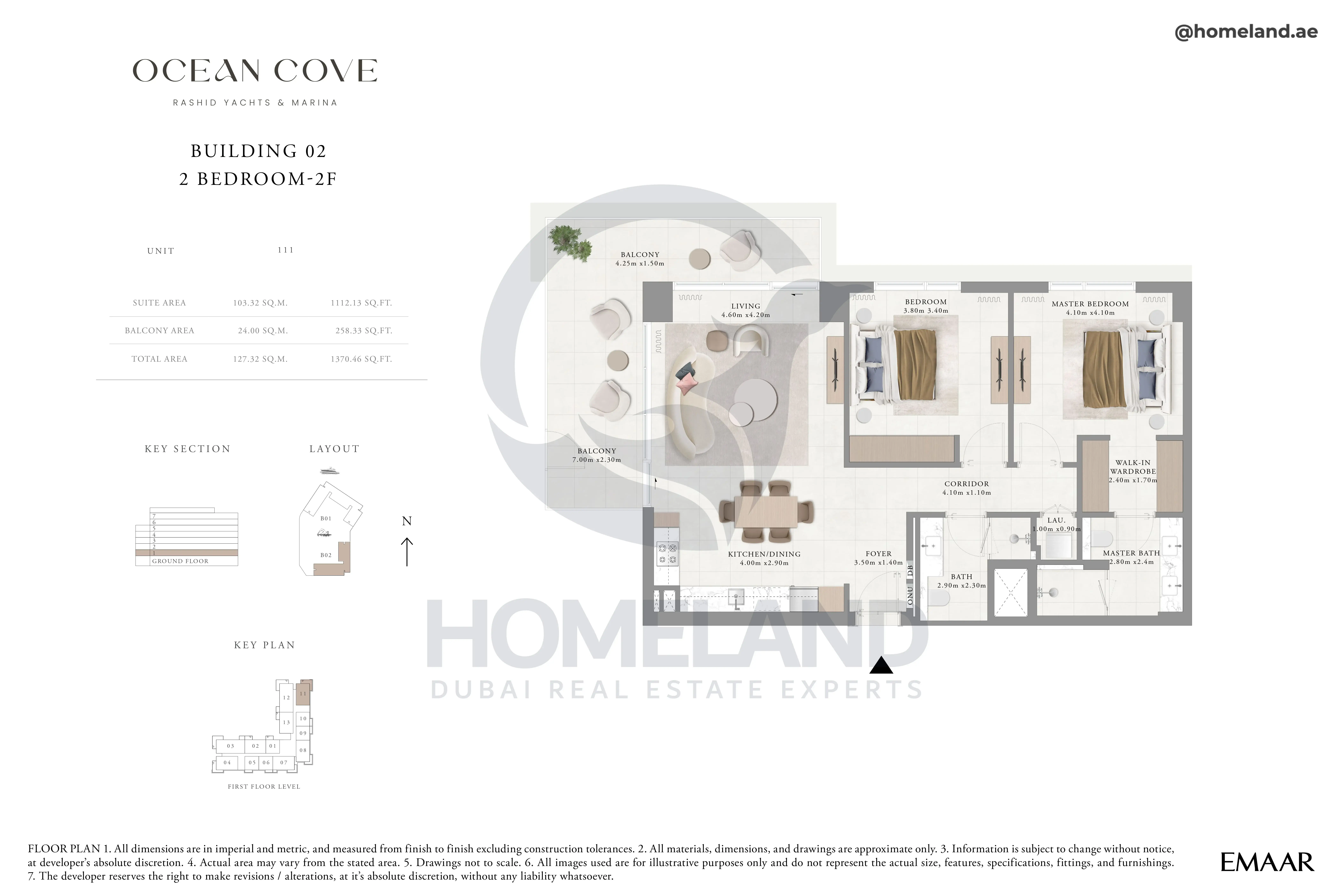 Ocean Cove, Building 2, 2BR, Type 2F, Unit 111, 1370 SQFT