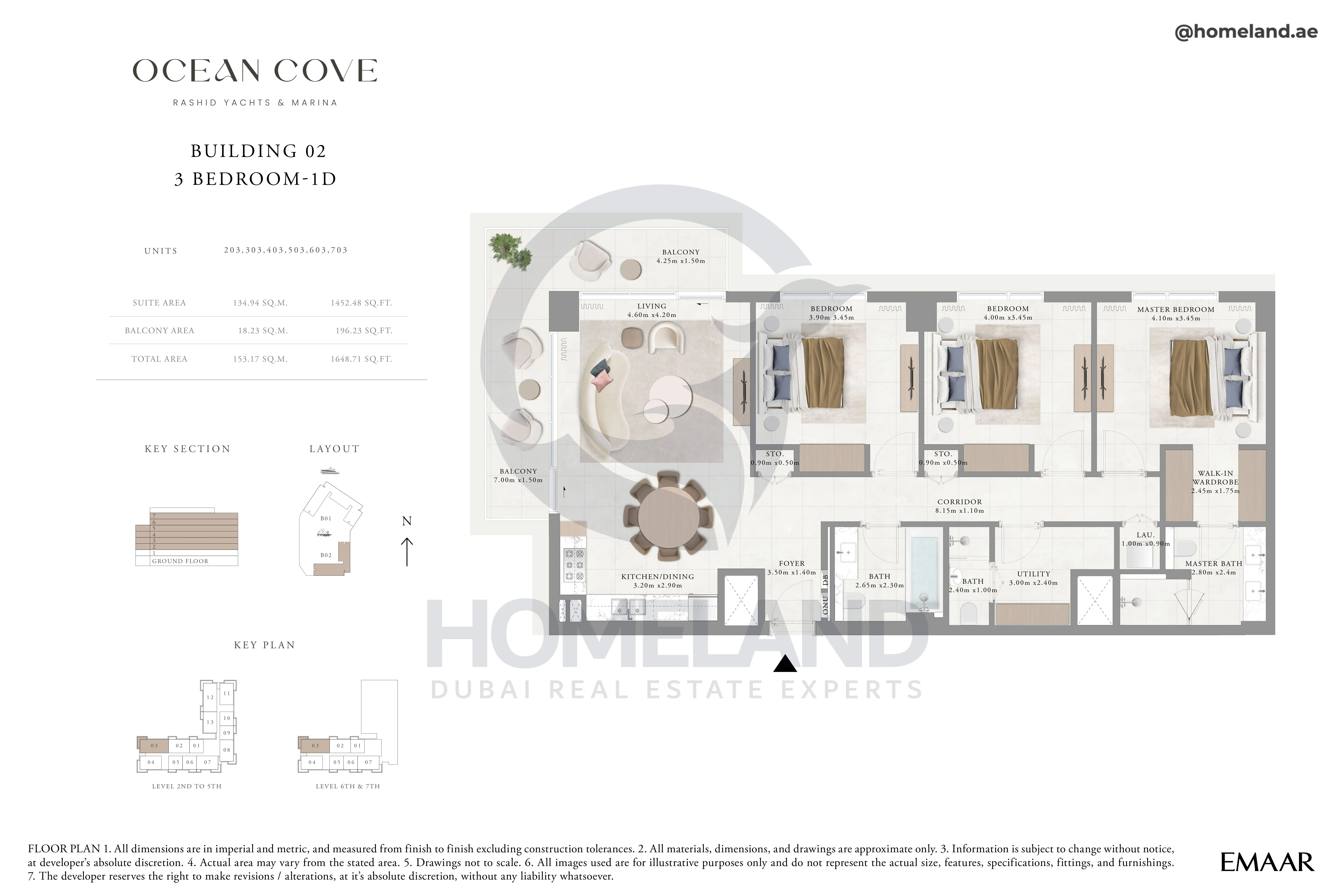 Ocean Cove, Building 2, 3BR, Type 1D, Unit 203-303-403-503-603-703, 1648 SQFT