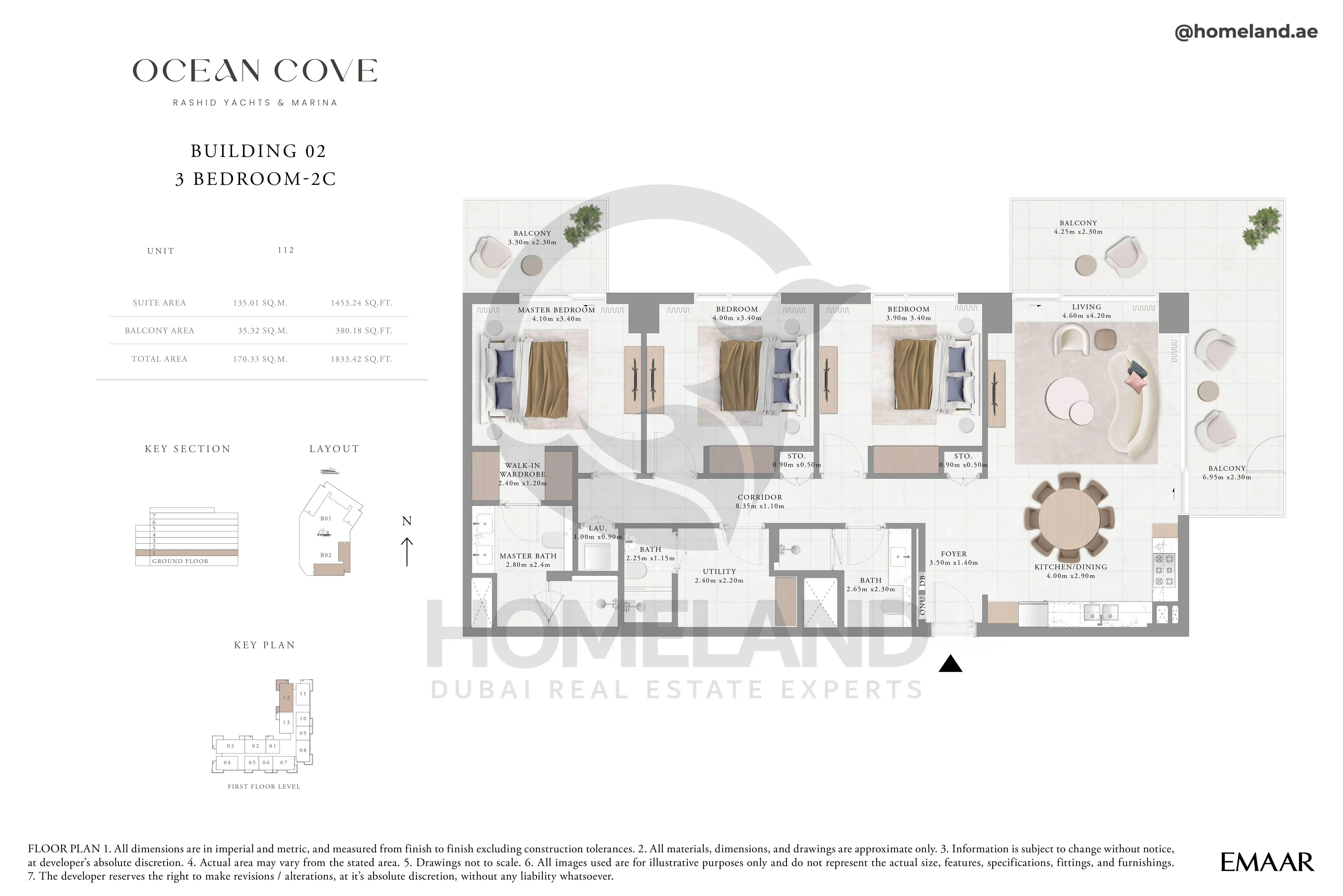 Ocean Cove, Building 2, 3BR, Type 2C, Unit 112, 1833 SQFT