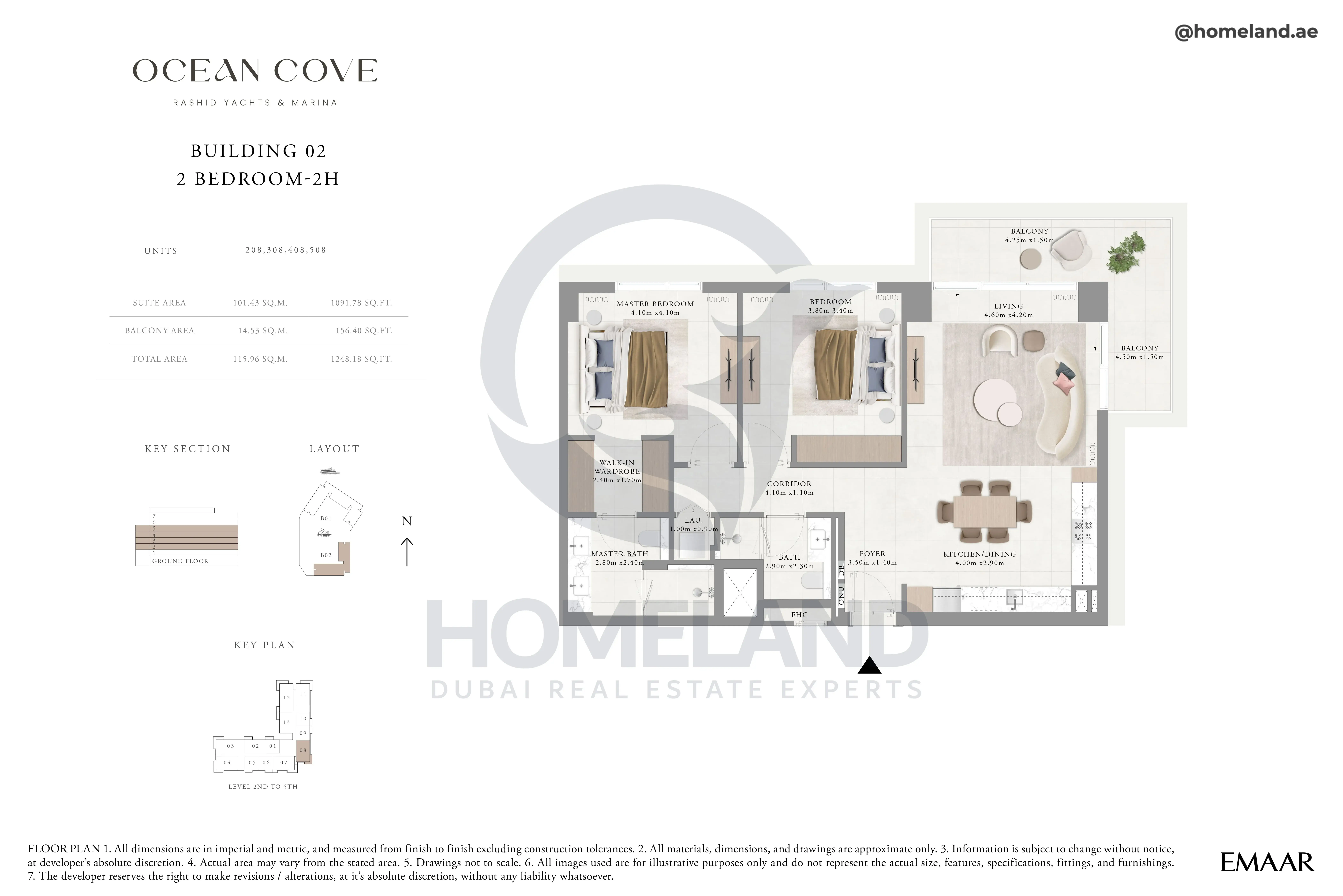 Ocean Cove, Building 2, 2BR, Type 2H, Unit 208-308-408-508, 1248 SQFT