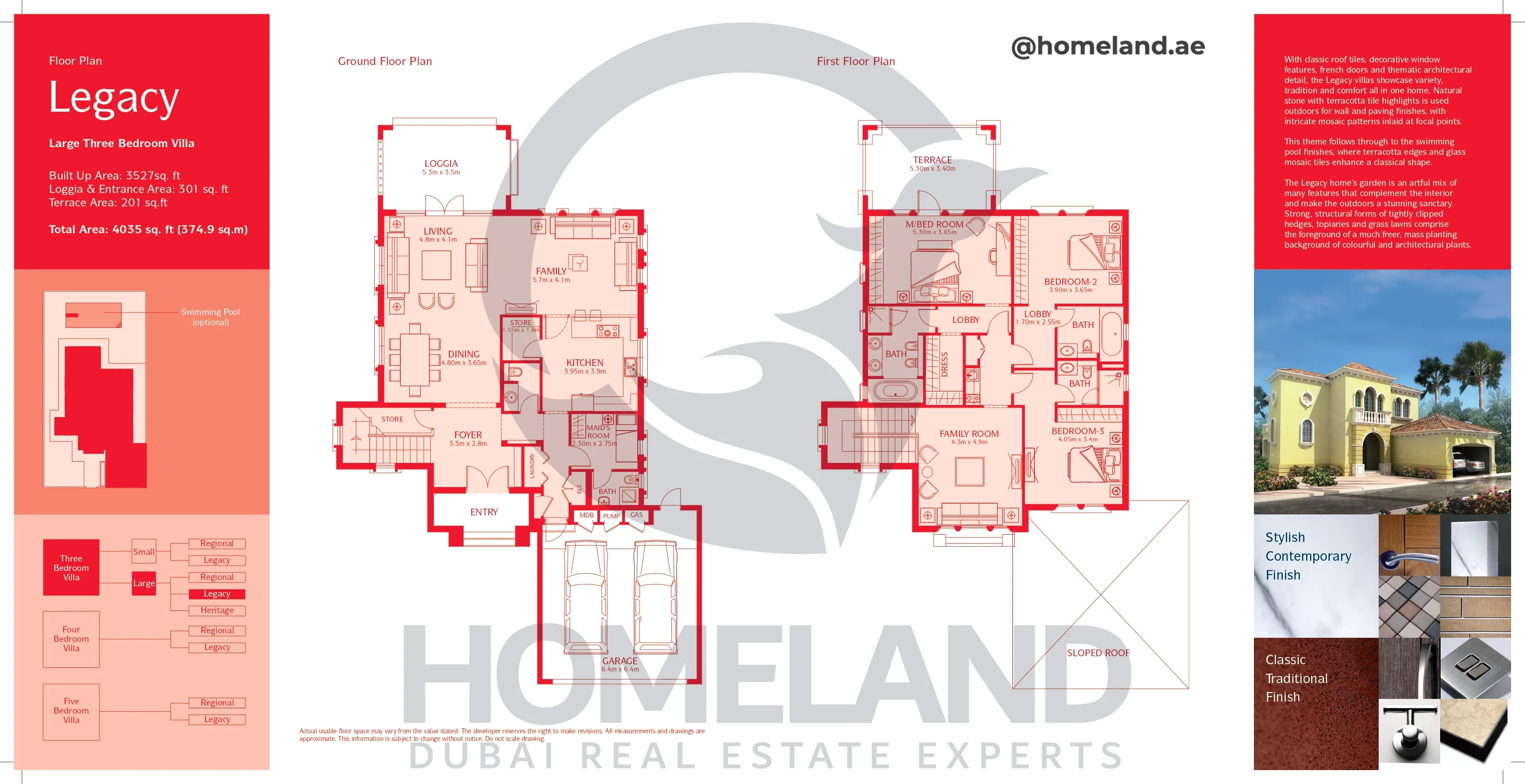 Legacy, Villa, Large 3BR, Ground-First Floor, 4035 SQFT