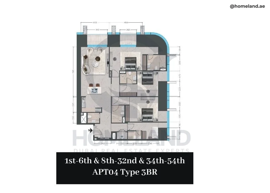 Tiger Sky, 3BR, Level 1 to 6-8 to 32-34 to 54, Unit 04