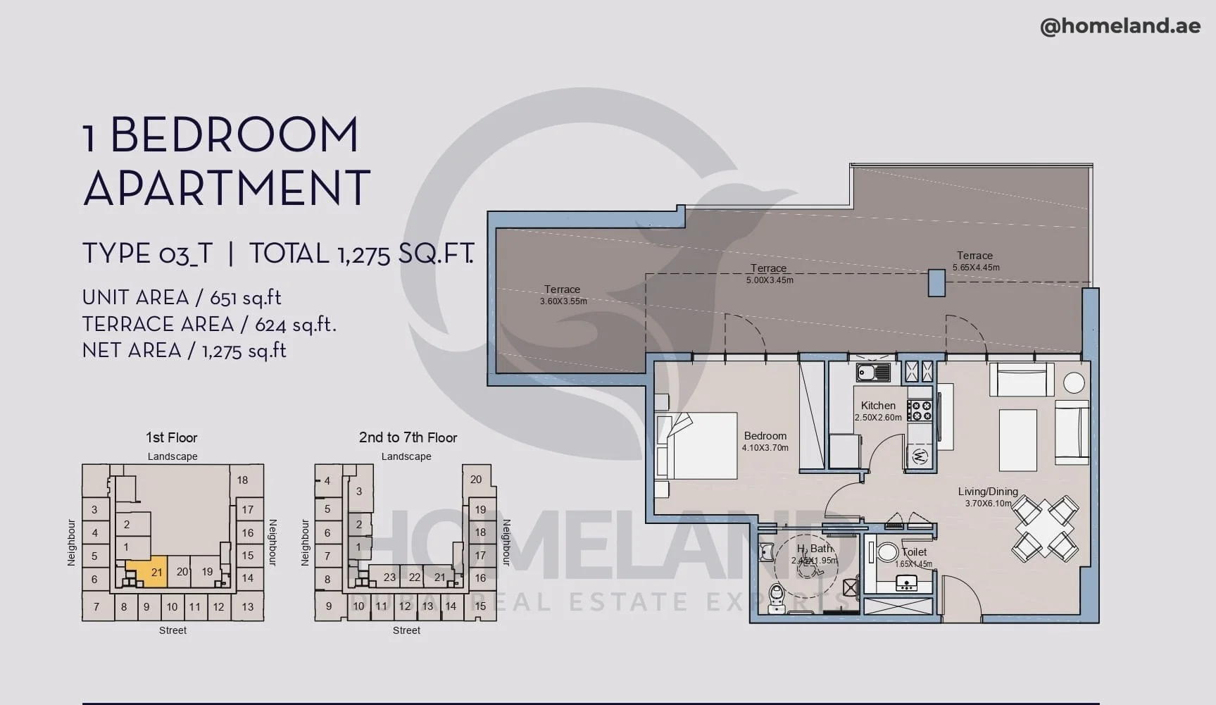 Millennium Talia Residences, 1BR, Type 03-T, Level 1, Unit 21, 1275 SQFT