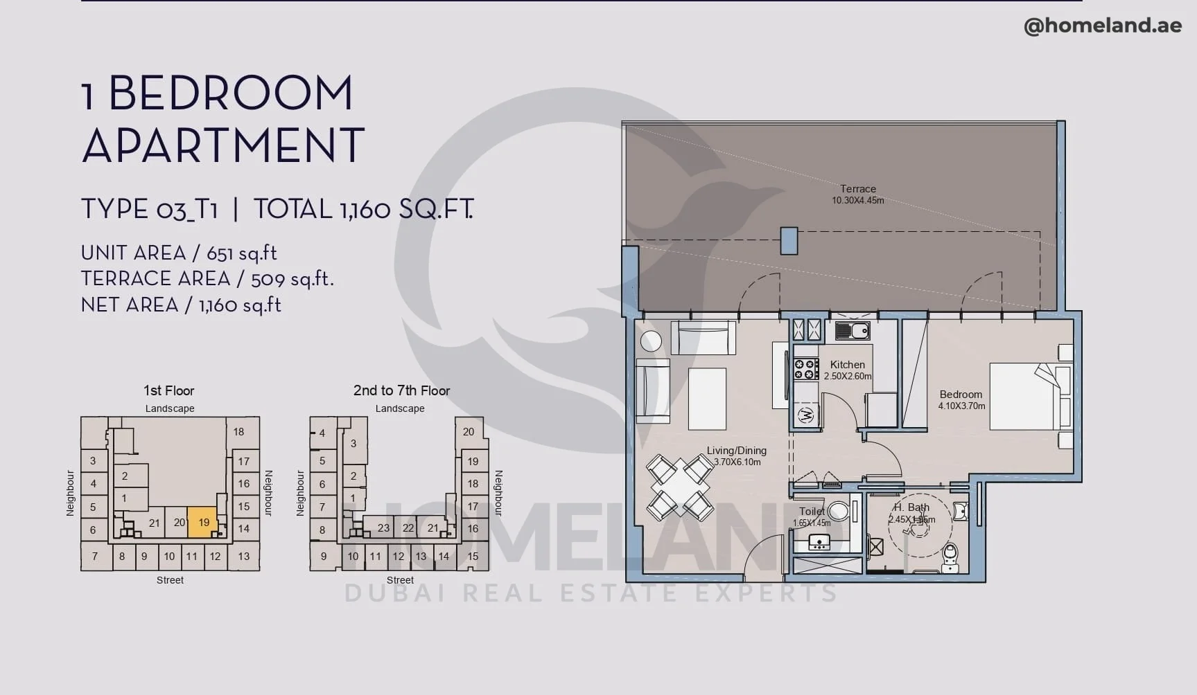Millennium Talia Residences, 1BR, Type 03-T1, Level 1, Unit 19, 1160 SQFT