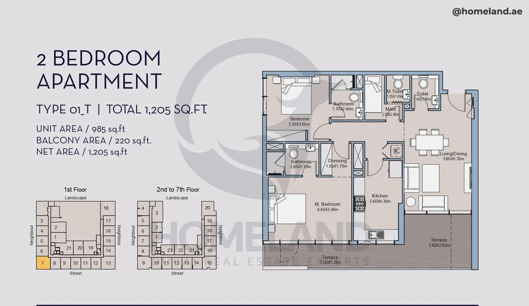 Millennium Talia Residences, 2BR, Type 01-T, Level 1, Unit 7, 1205 SQFT