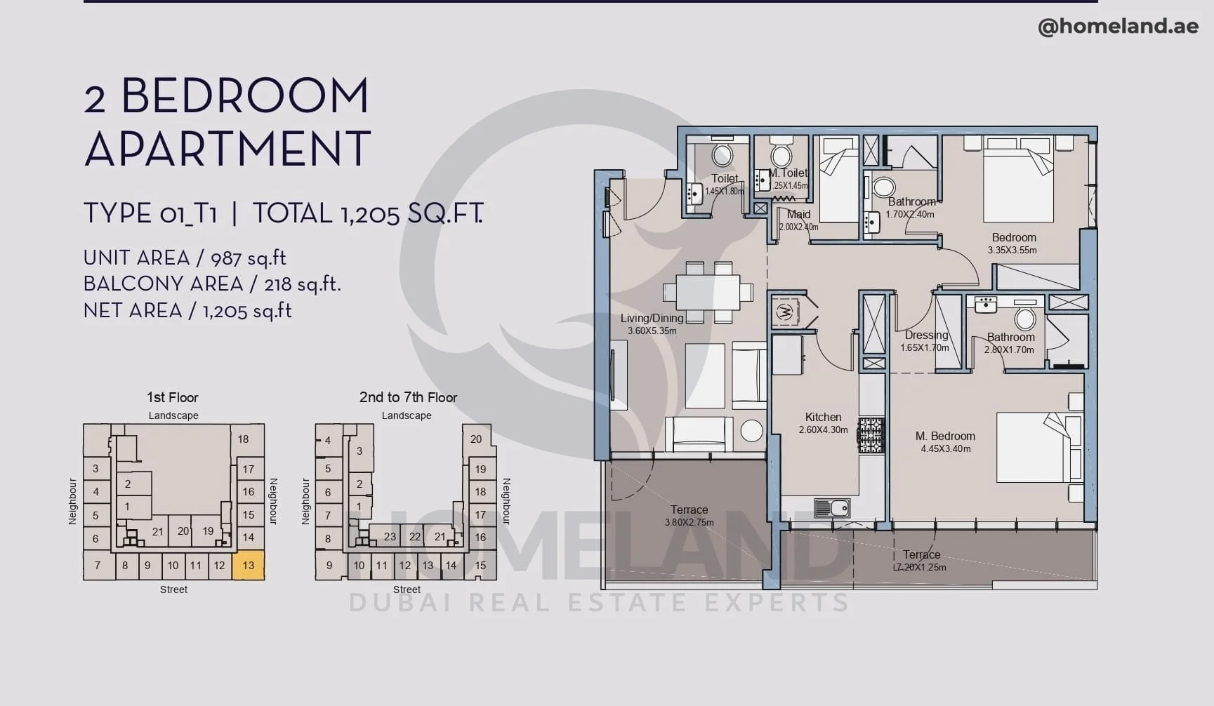 Millennium Talia Residences, 2BR, Type 01-T1, Level 1, Unit 13, 1205 SQFT