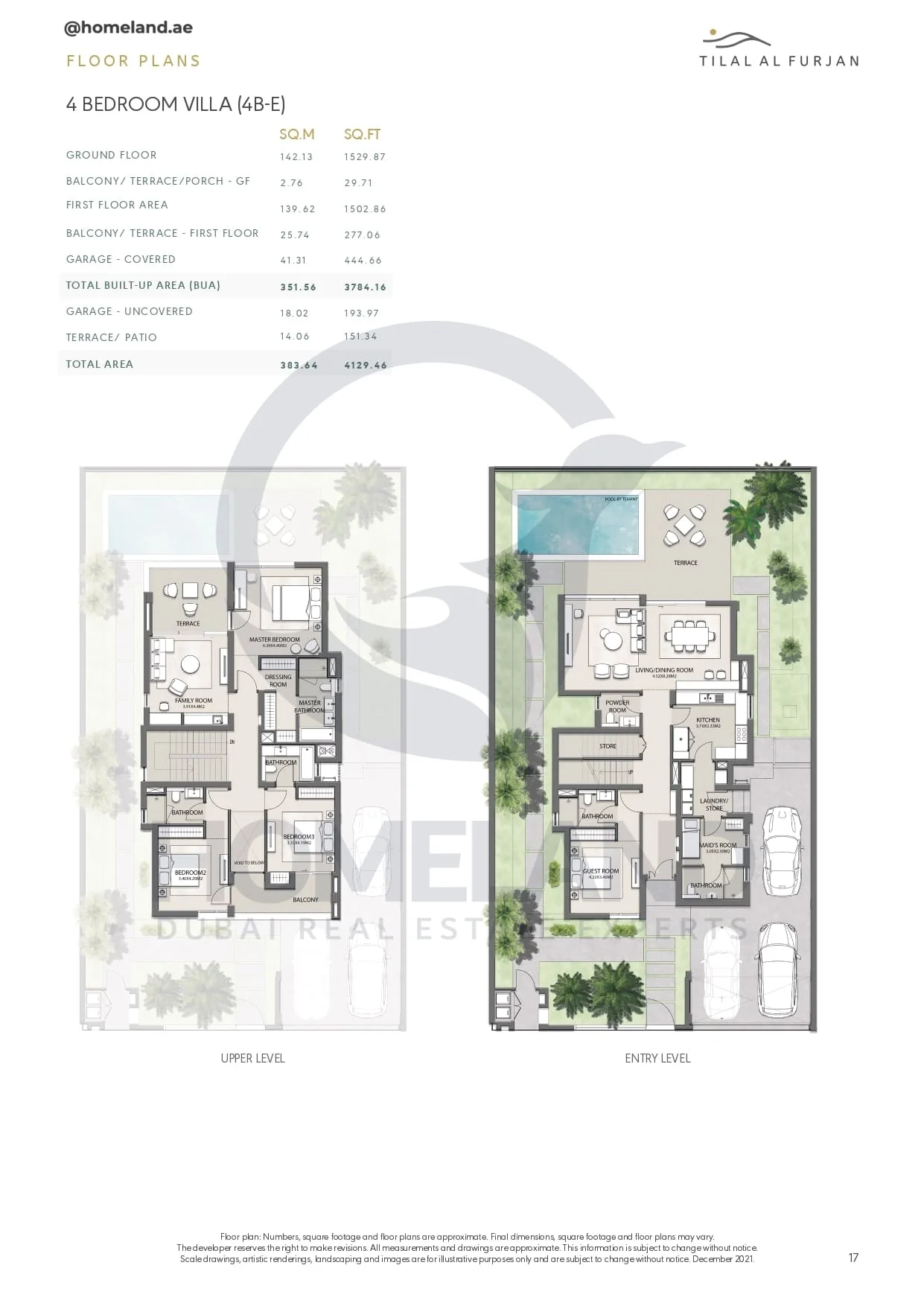 Tilal Al Furjan, 4BR Villa (4B-E), 4129 SQFT