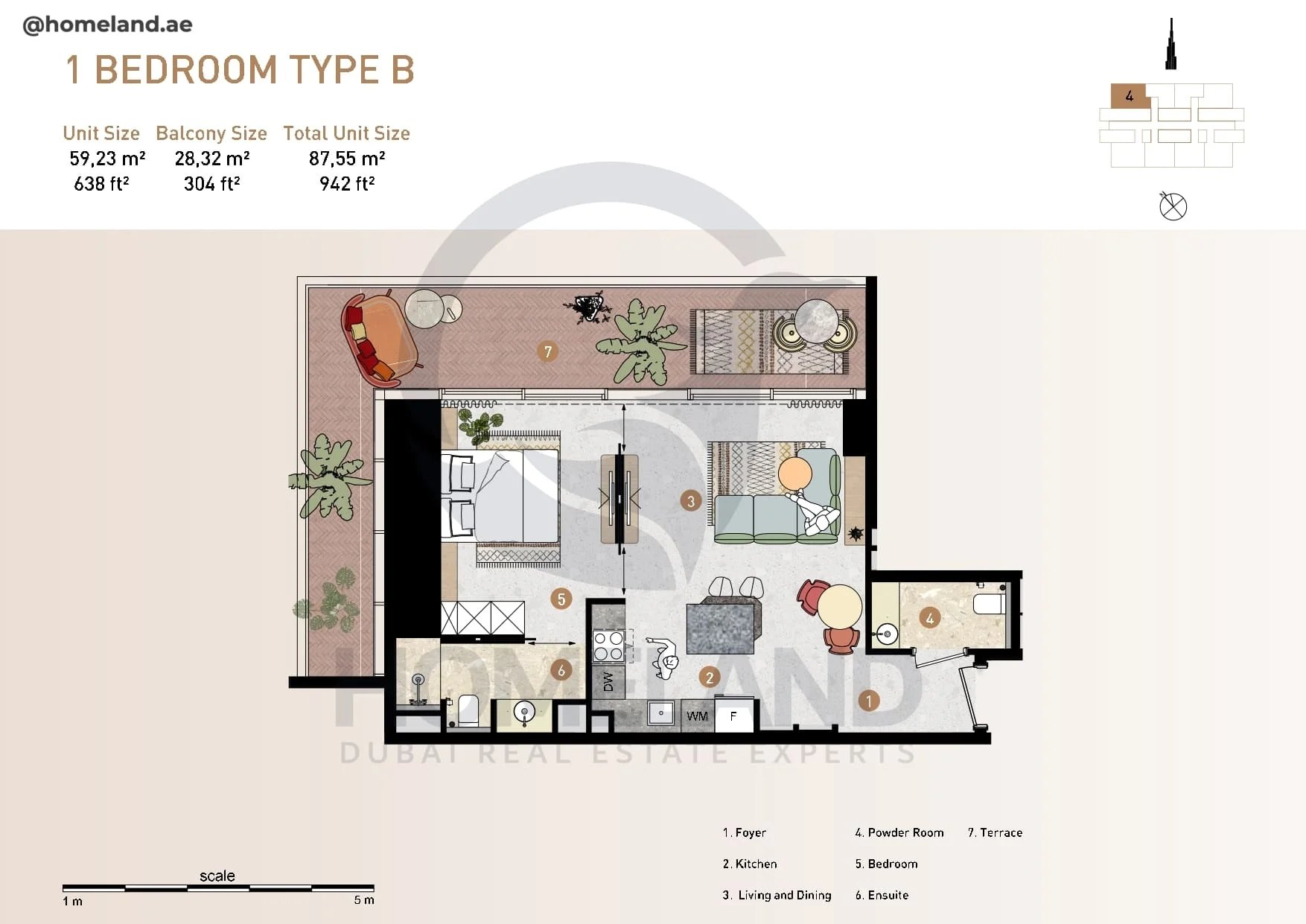 25H Heimat, 1BR, Type B, 942 SQFT