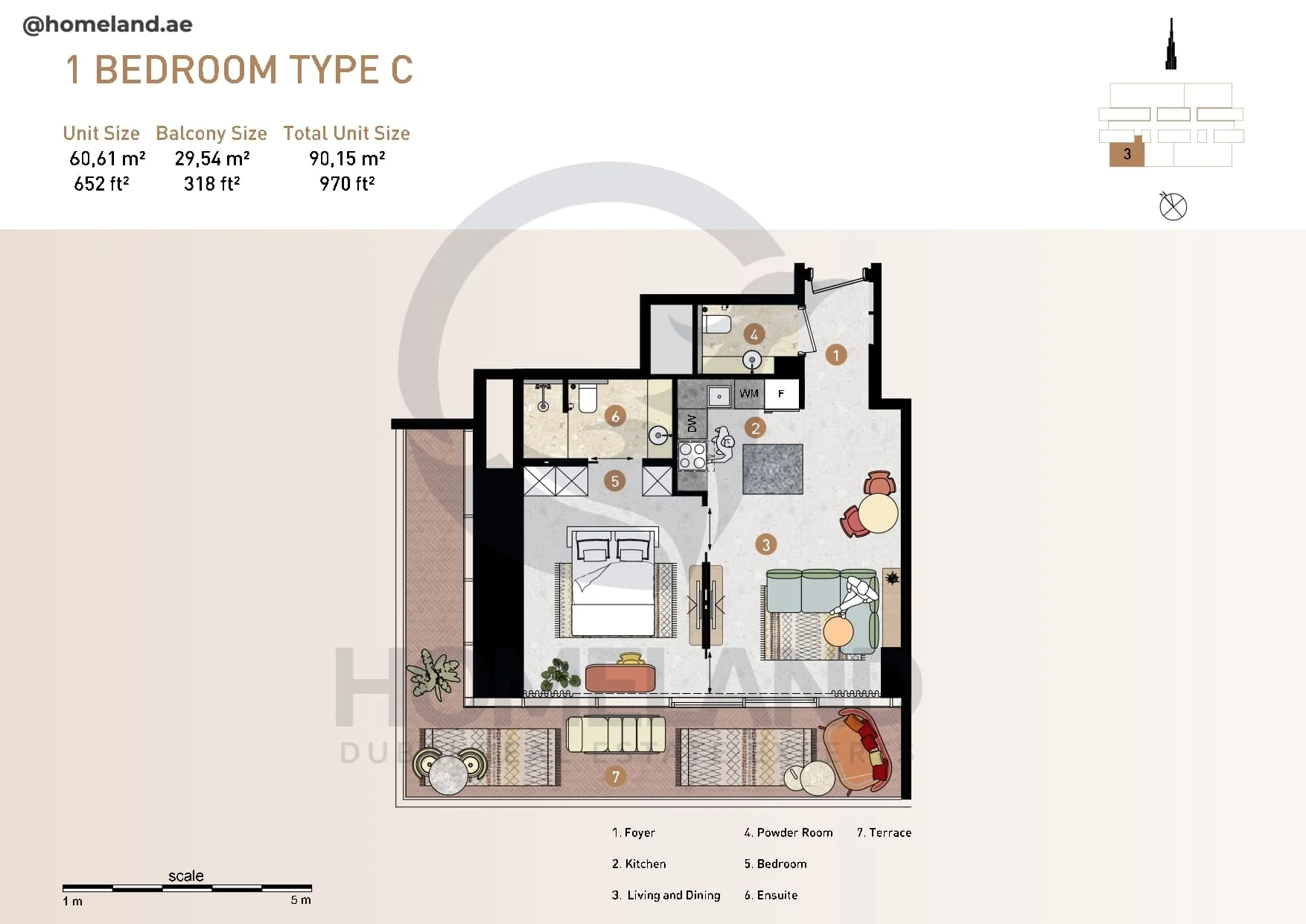 25H Heimat, 1BR, Type C, 970 SQFT