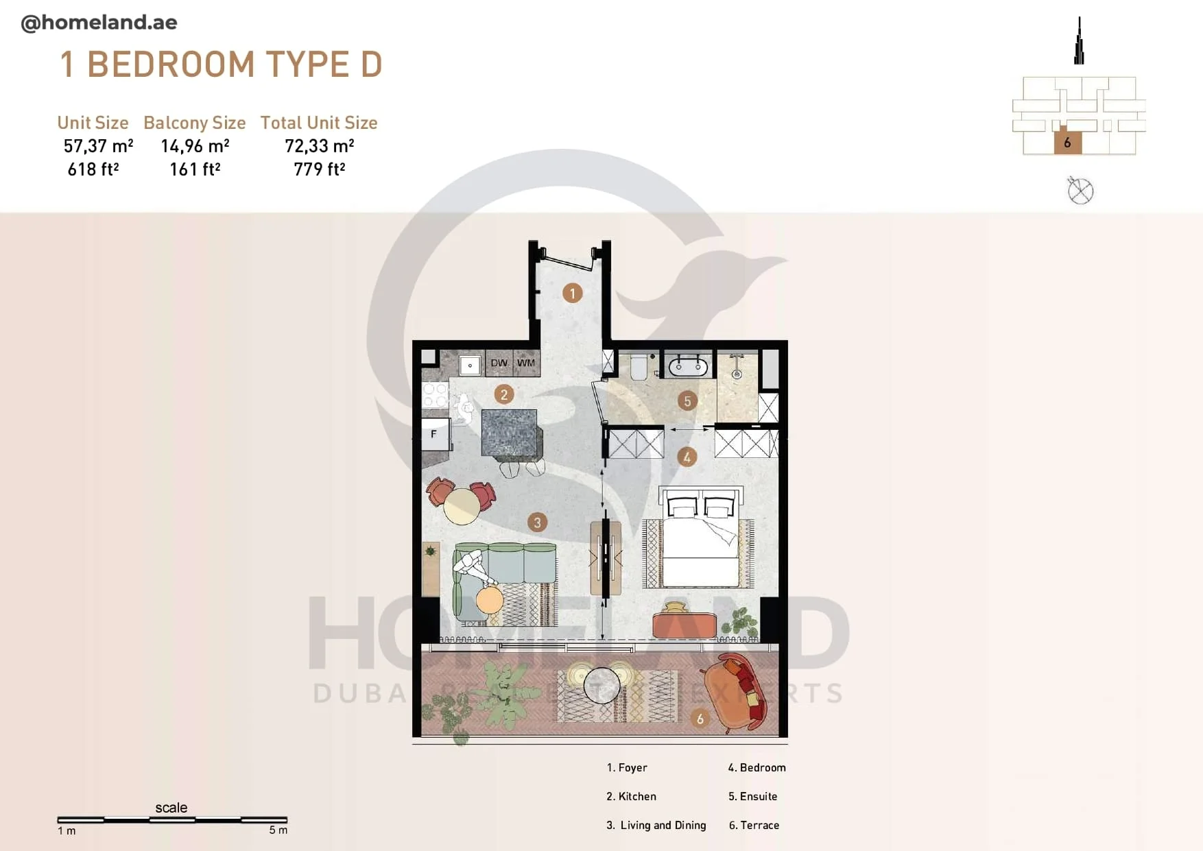 25H Heimat, 1BR, Type D, 779 SQFT