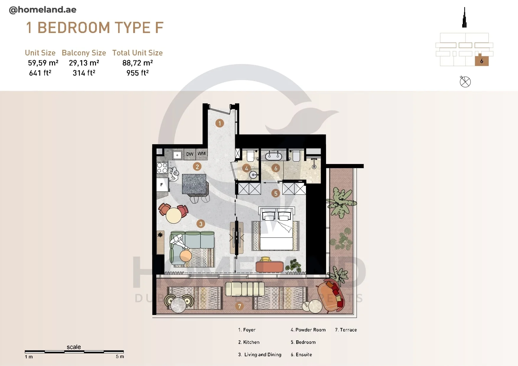 25H Heimat, 1BR, Type F, 955 SQFT