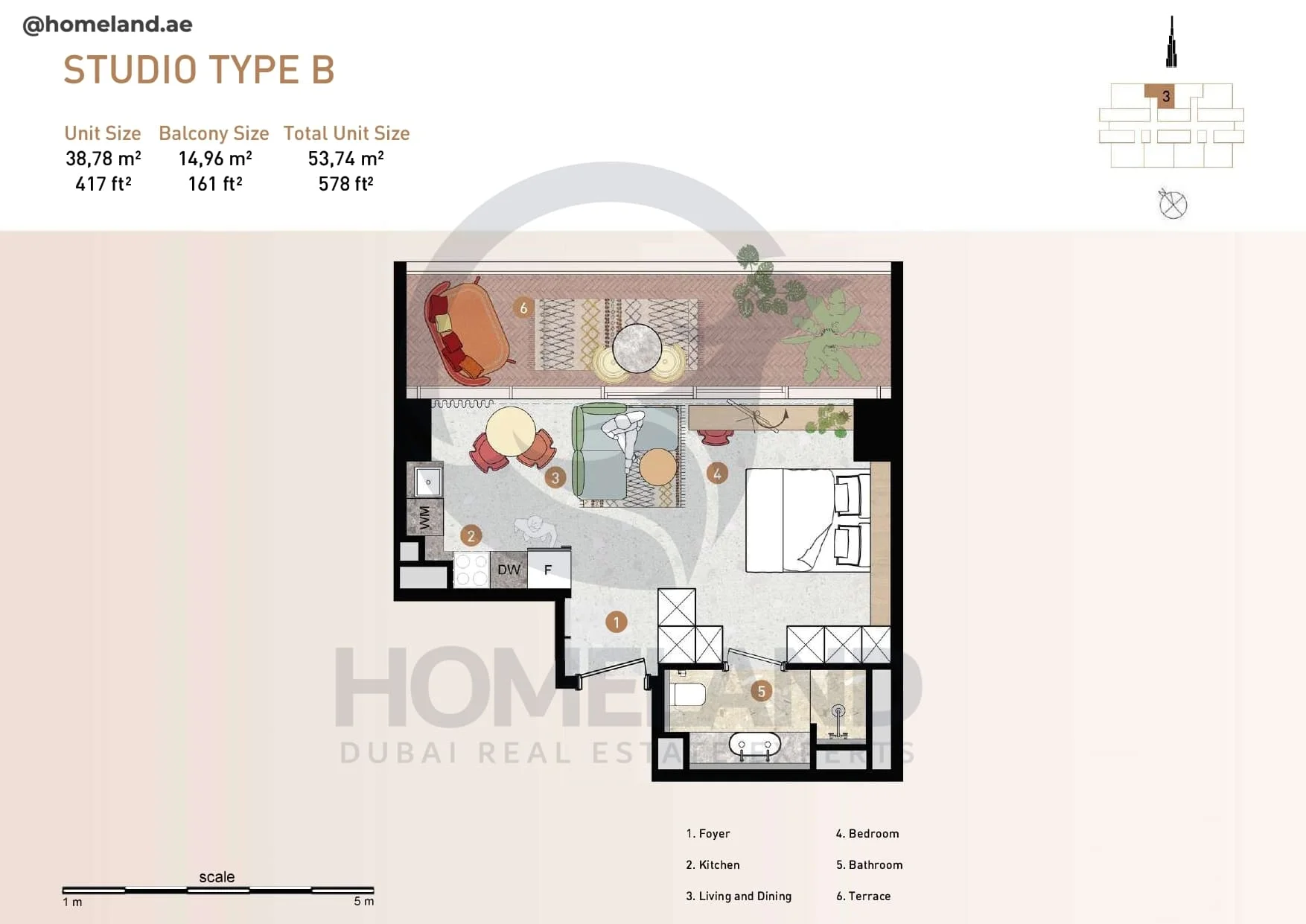 25H Heimat, Studio, Type B, 578 SQFT
