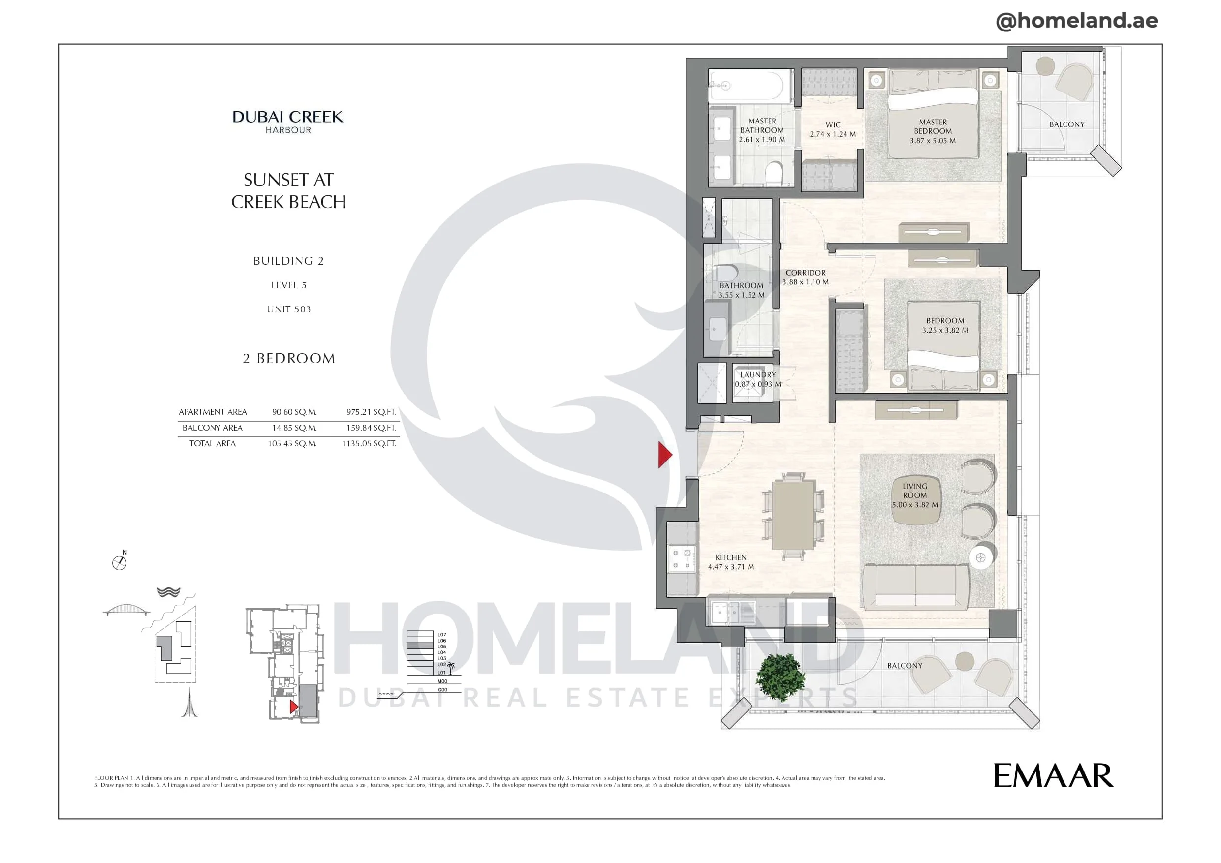 Sunset, Building 2, Level 5, Unit 503, 2BR, 1135 SQFT