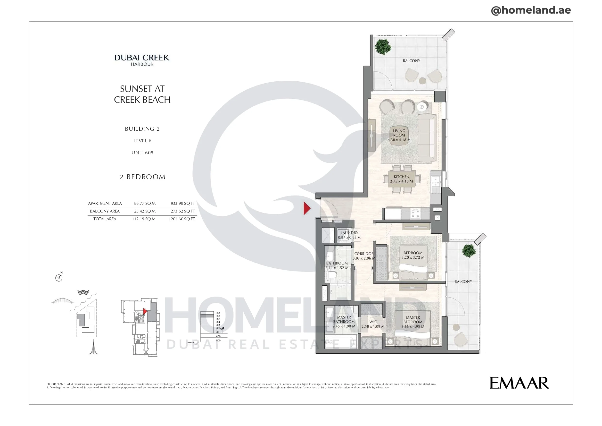 Sunset, Building 2, Level 6, Unit 605, 2BR, 1207 SQFT
