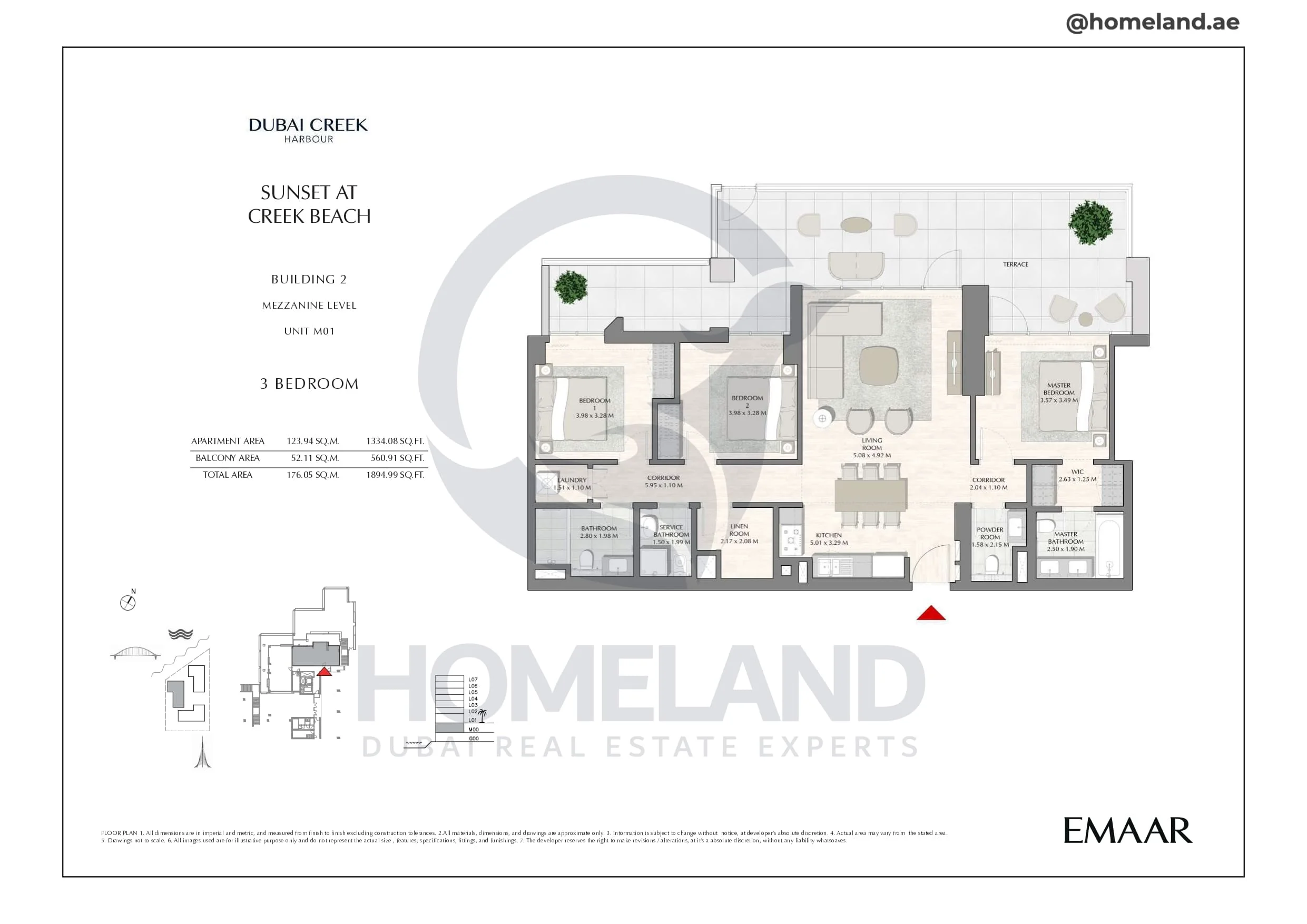 Sunset, Building 2, Mezzanine Level, Unit M01, 3BR, 1894 SQFT