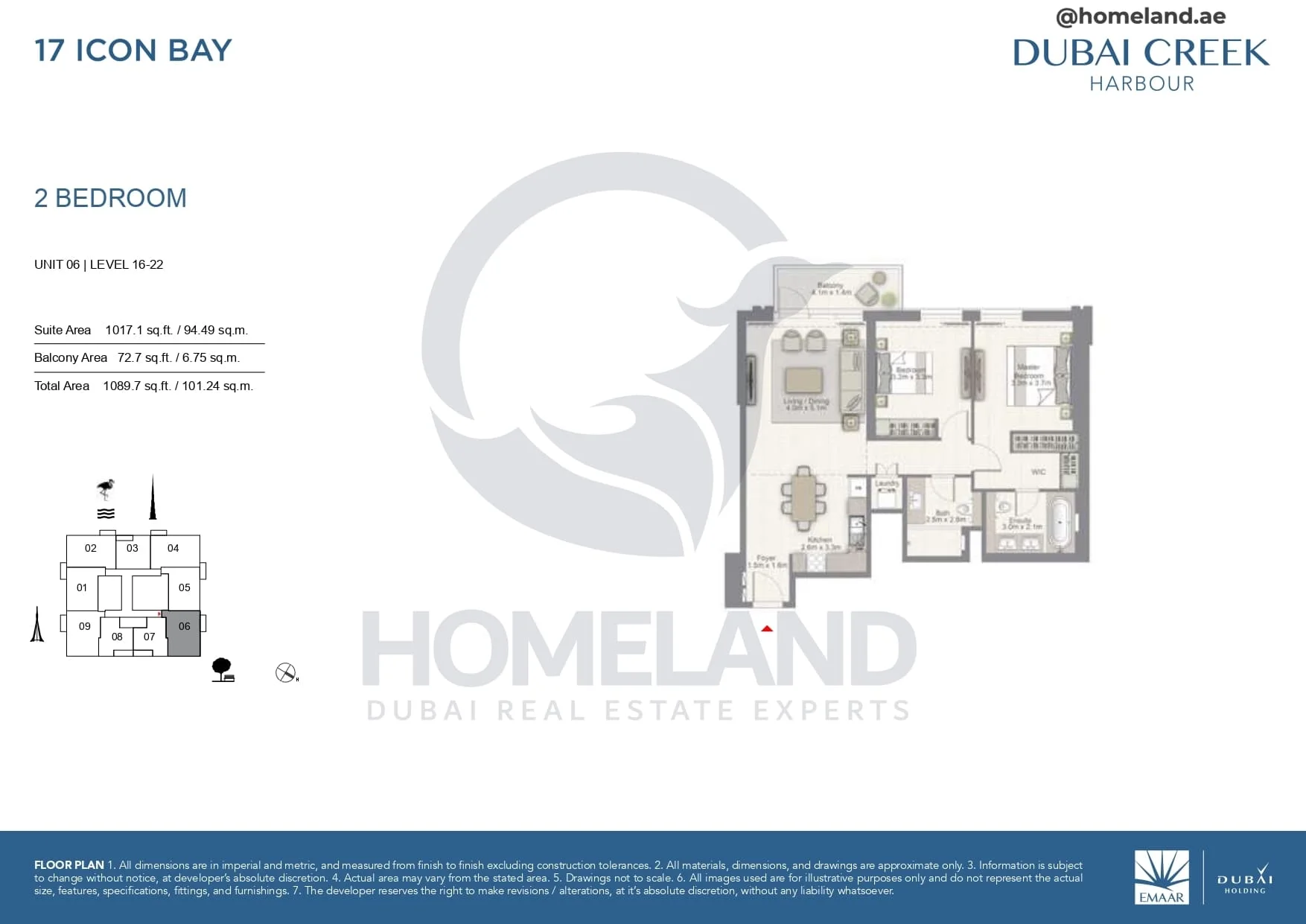17 Icon Bay, 2BR, Unit 06, Level 16 to 22, 1089 SQFT