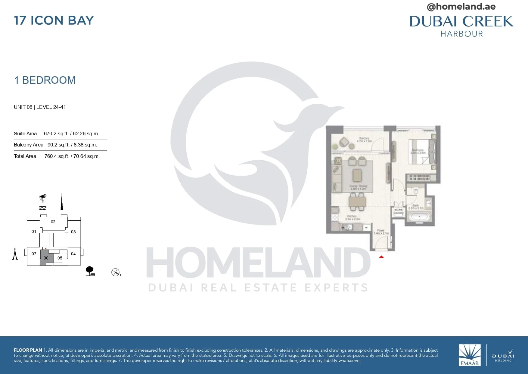 17 Icon Bay, 1BR, Unit 06, Level 24 to 41, 760 SQFT