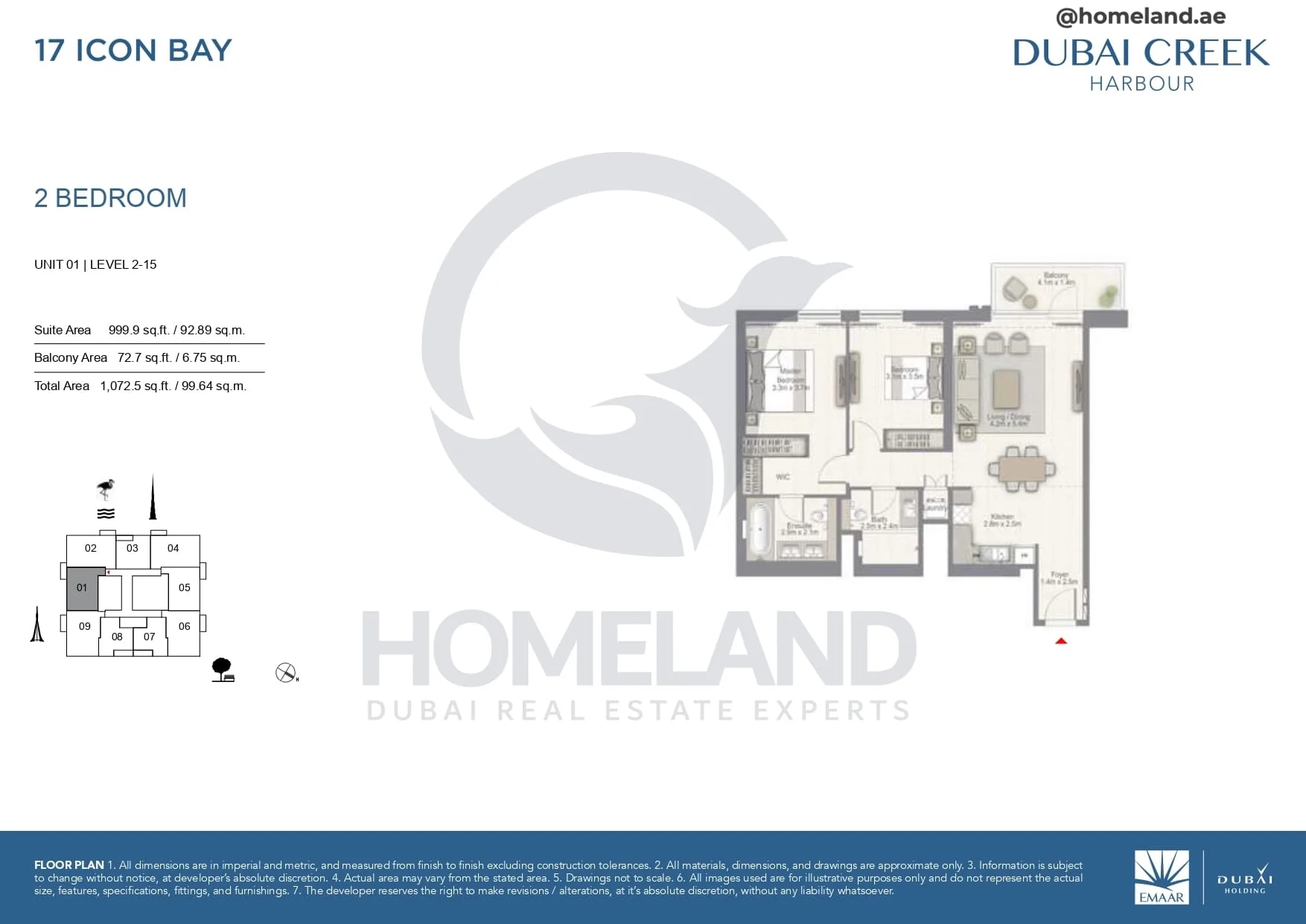 17 Icon Bay, 2BR, Unit 01, Level 2 to 15, 1072 SQFT
